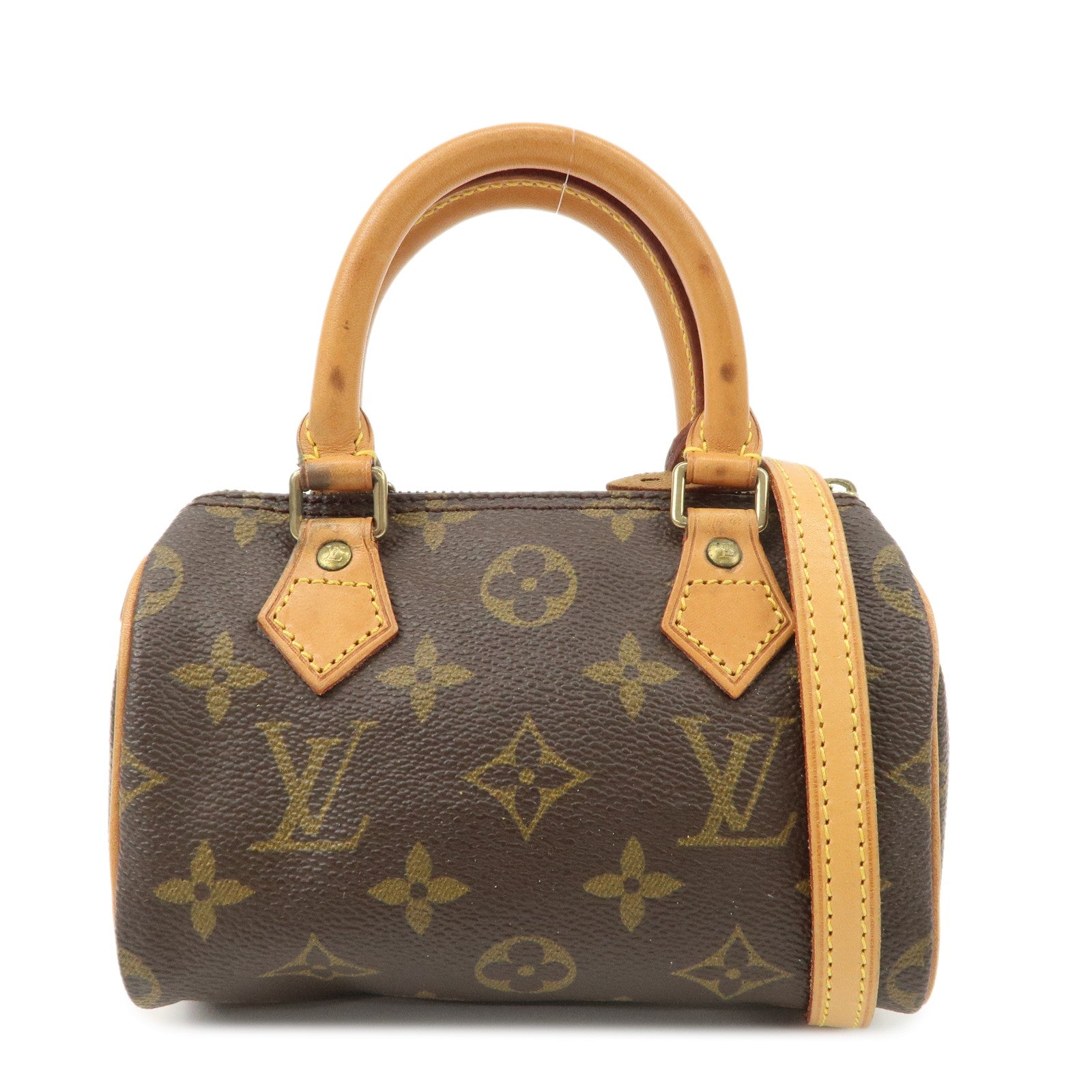 Louis Vuitton Monogram Mini Speedy Hand Bag & Strap TH0955 J00145 Used