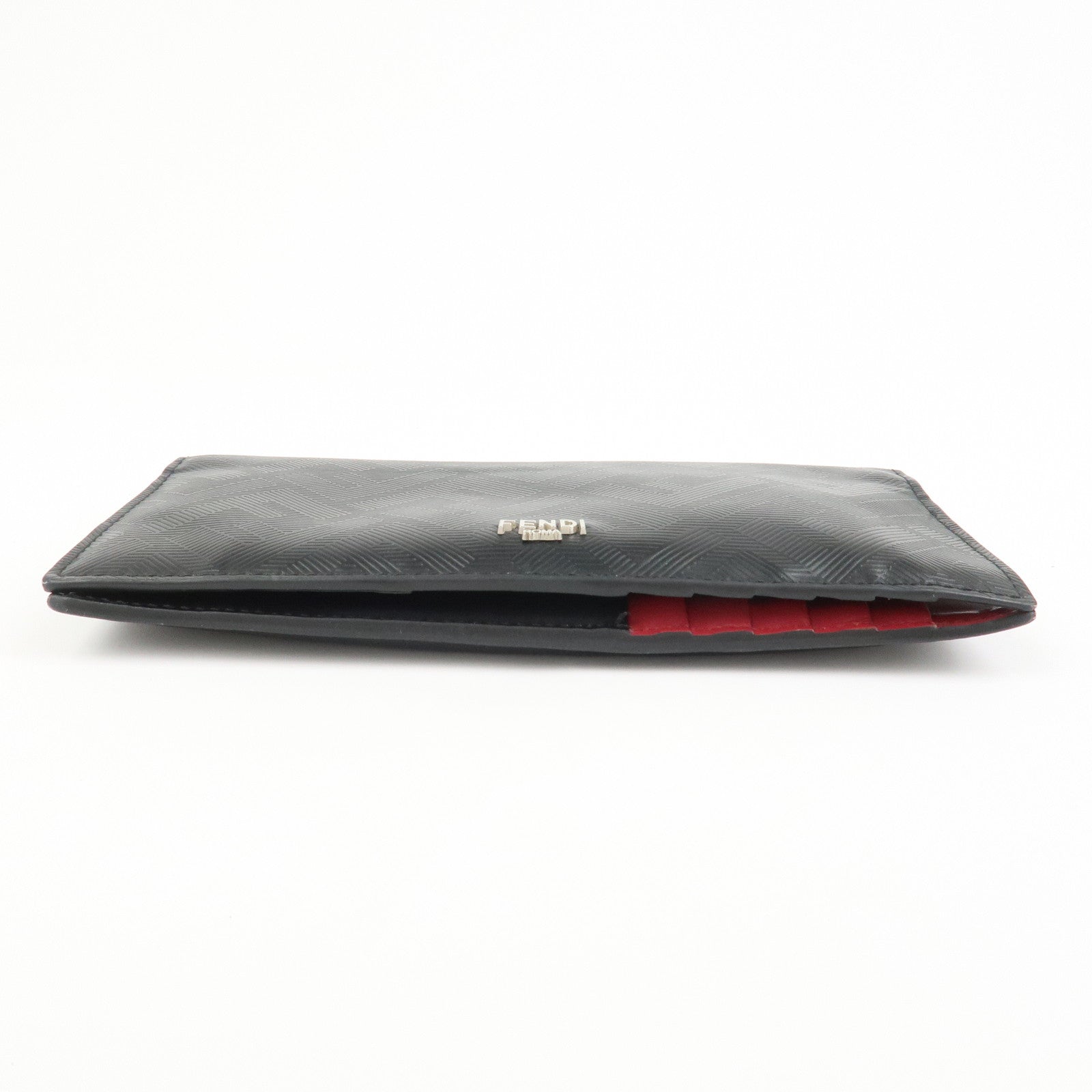 FENDI Shadow Leather Flap Long Wallet Black 7M0355