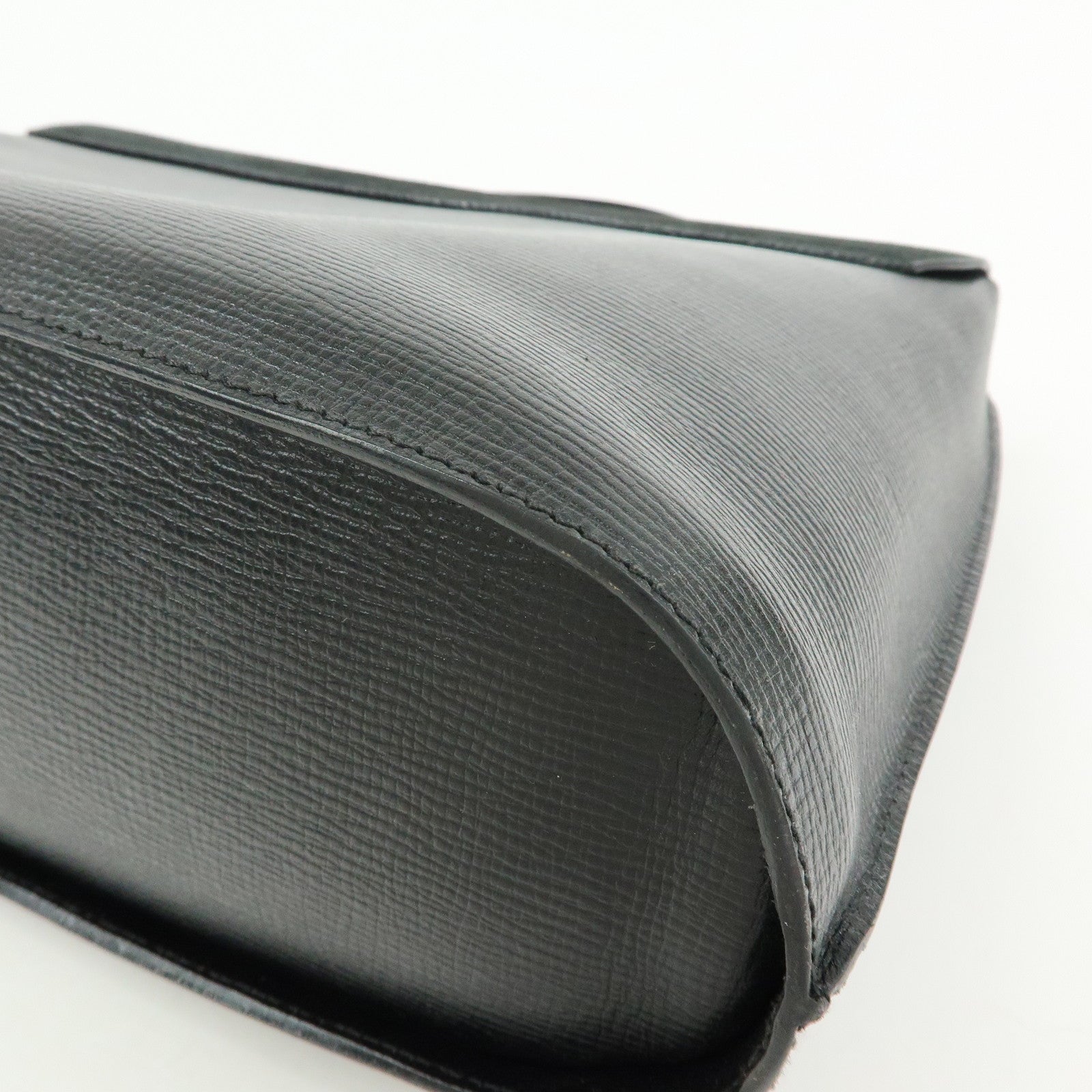 FENDI Top Handle Leather Suede Hand Bag Black 12897