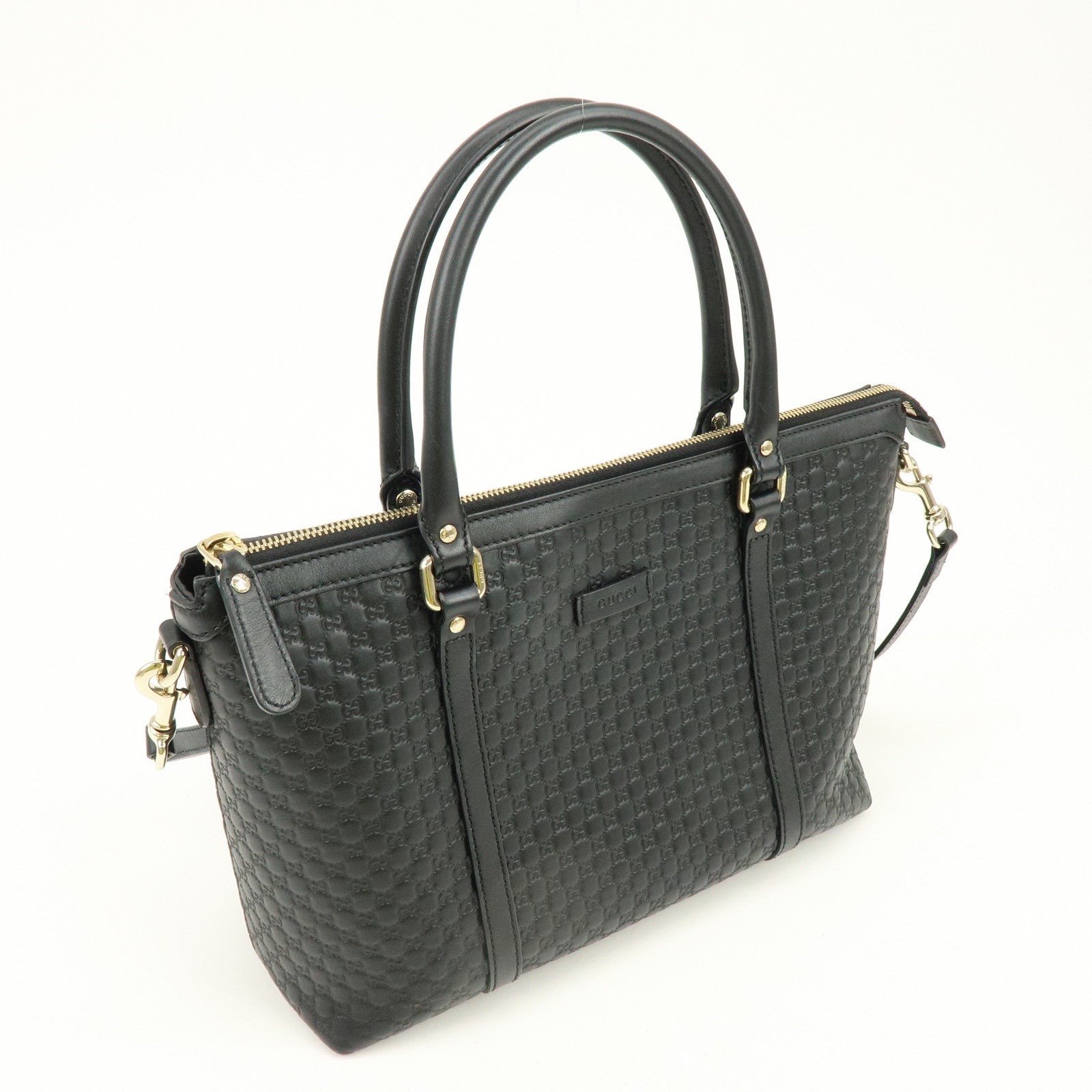 GUCCI Micro Guccissima Leather 2Way Bag Hand Bag Shoulder Bag Black