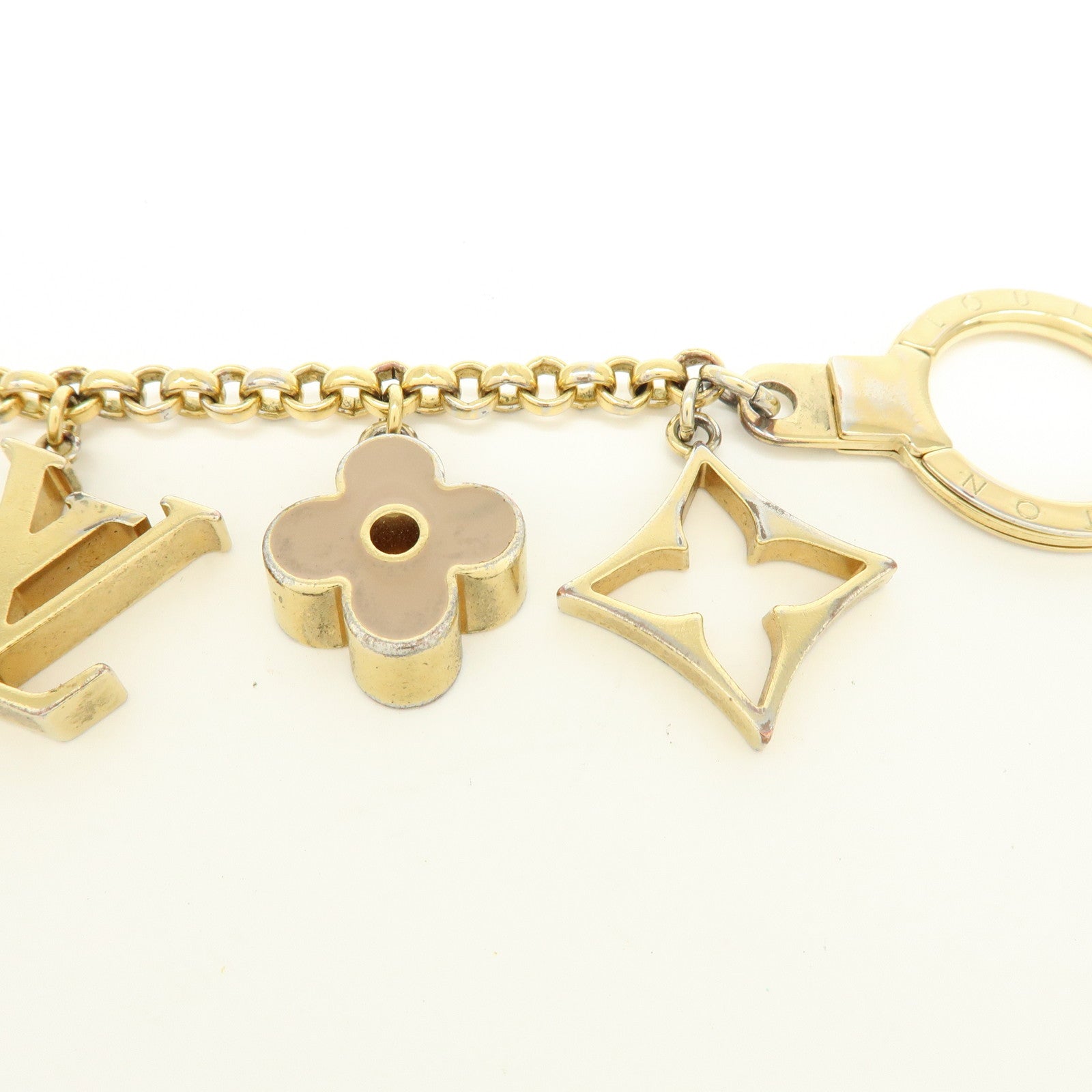 Louis Vuitton Fleur de Monogram Bag Charm Key Chain Gold M65111
