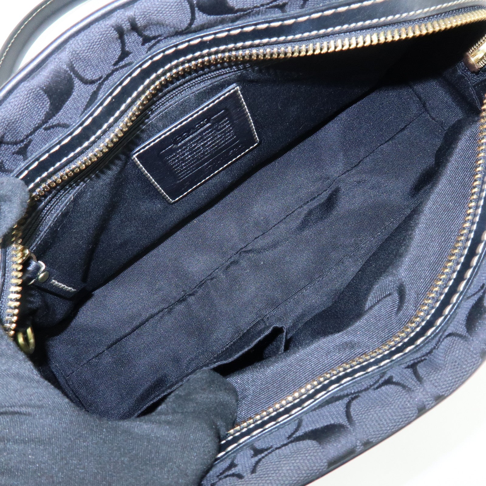 COACH Signature Canvas Leather Shoulder Bag Boston Bag Black