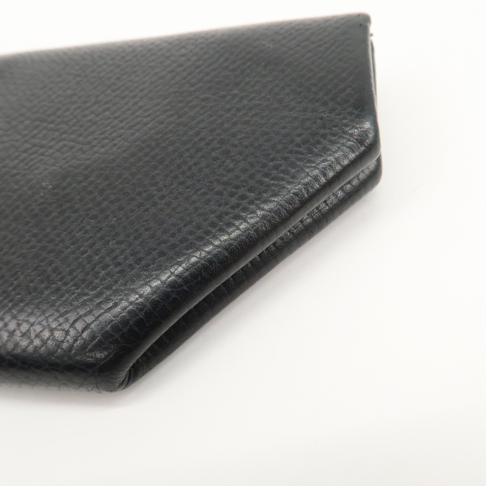 HERMES Ruban Quatre Vo Epson I Stamped Coin Case Black Silver HDW Used