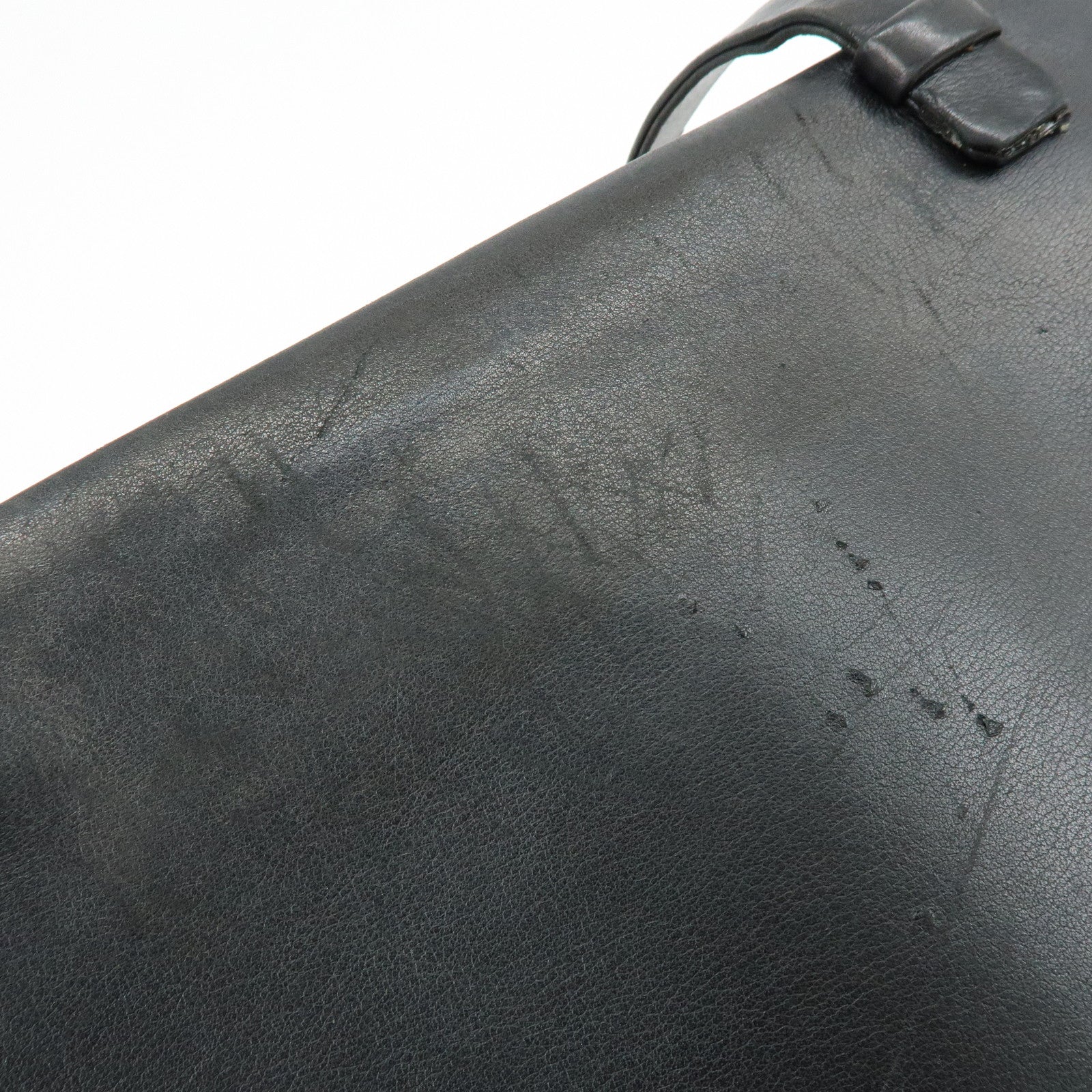 CHANEL Logo Calf Skin Tote Bag Shoulder Bag Hand Bag Black