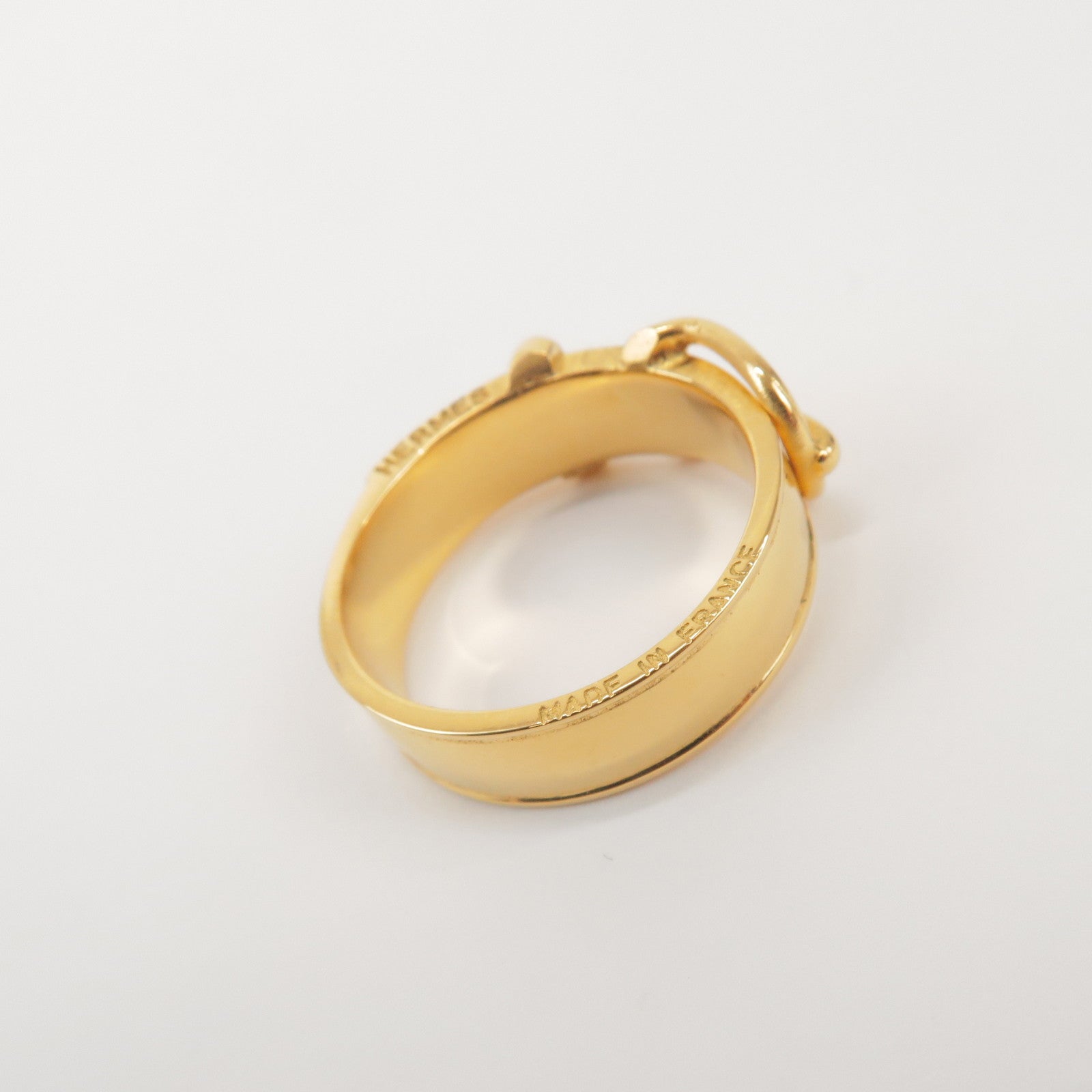 HERMES Ceinture Motif Metal Scarf Ring Gold