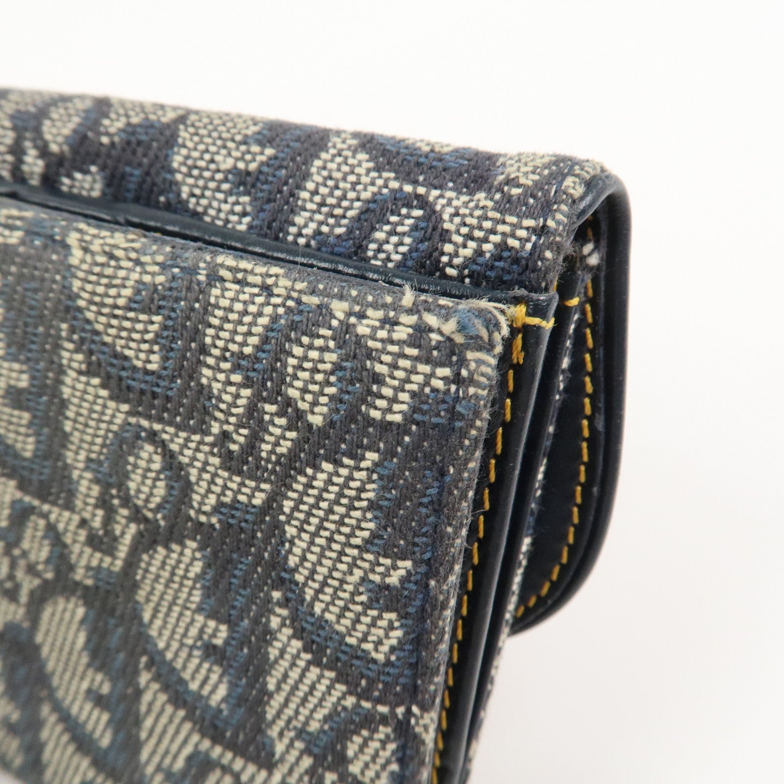 Christian Dior Trotter Saddle Canvas Leather Compact Wallet Navy