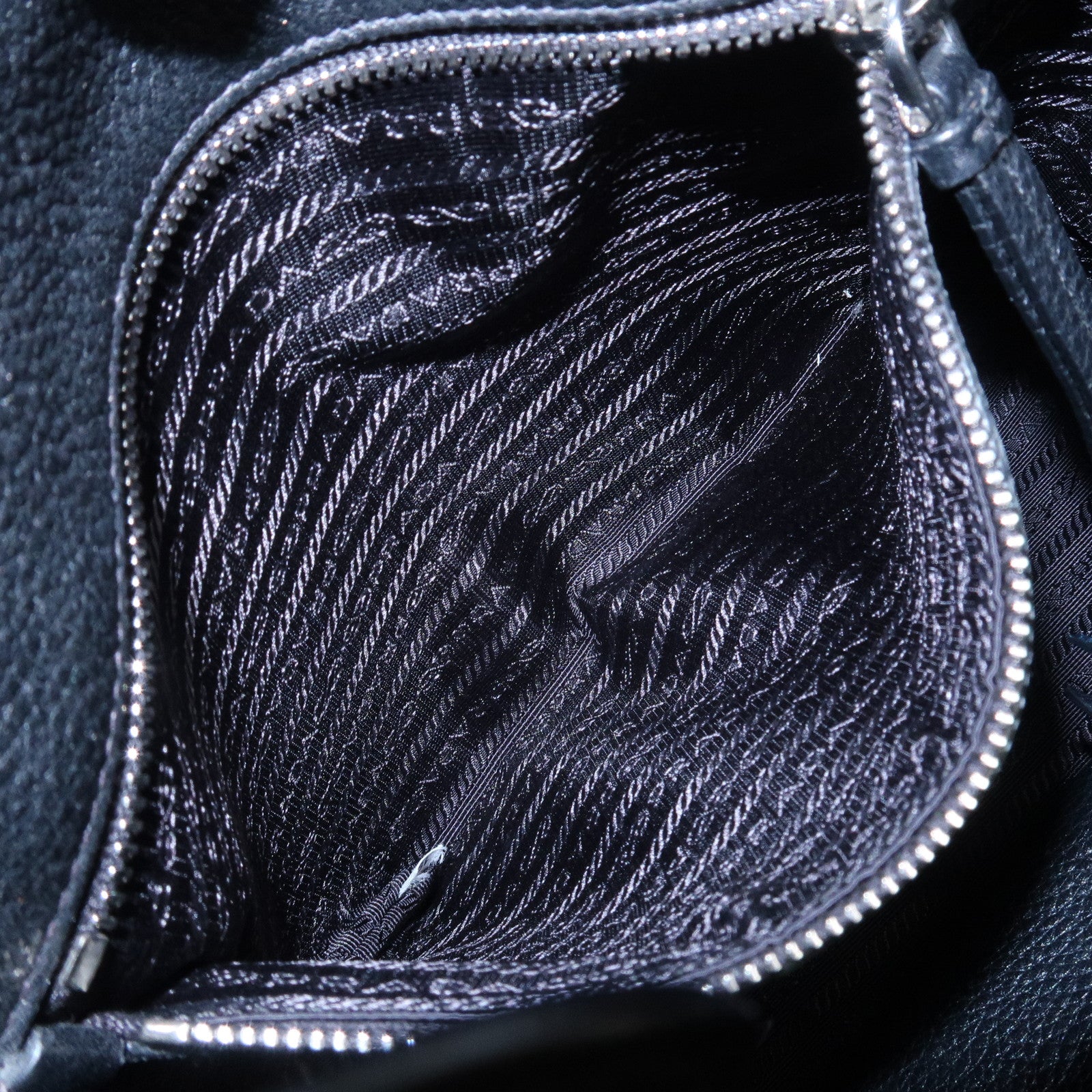 PRADA Logo Calf Leather Shoulder Bag Bucket Bag Black 1BE057