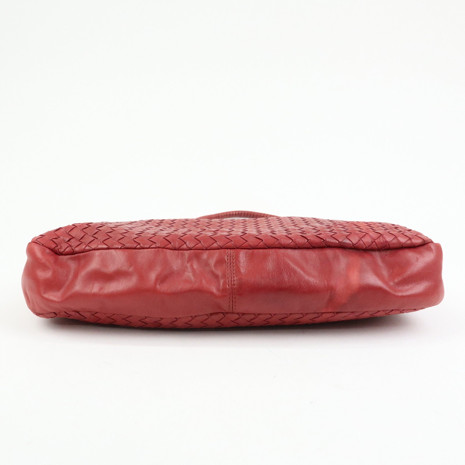 BOTTEGA VENETA Intrecciato Leather Shoulder Bag Red 132369