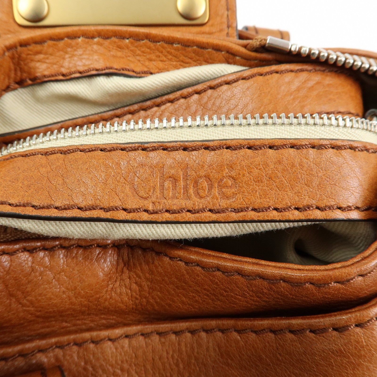 Chloe Paddington Leather Mini Hand Bag Boston Bag Brown
