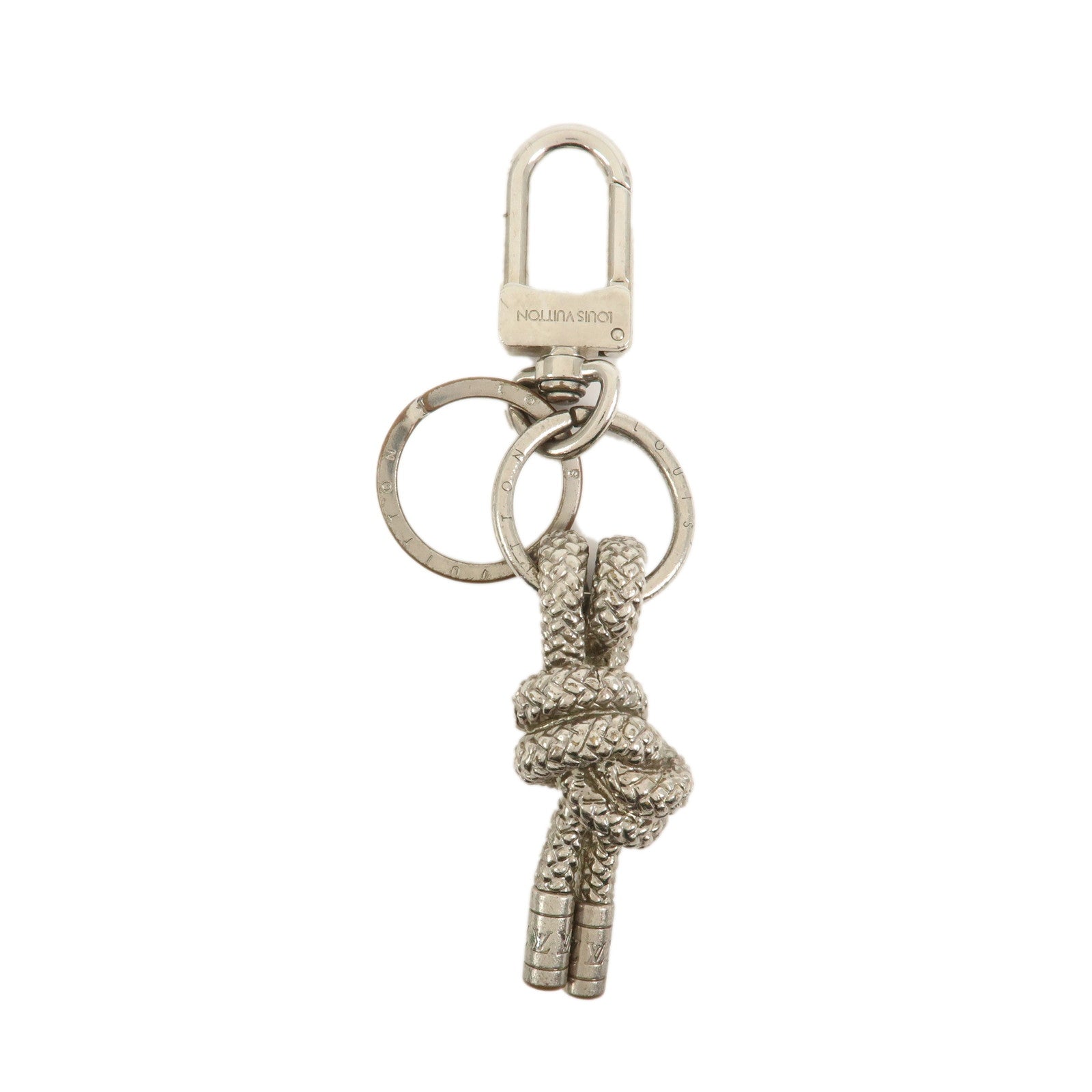 Louis Vuitton Porte Cles Knot Rope Metal Silver Keyring M66837
