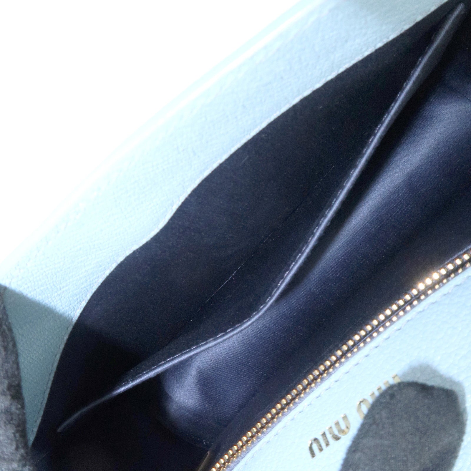 MIU MIU Leather Shoulder Bag Crossbody Bag Light Blue
