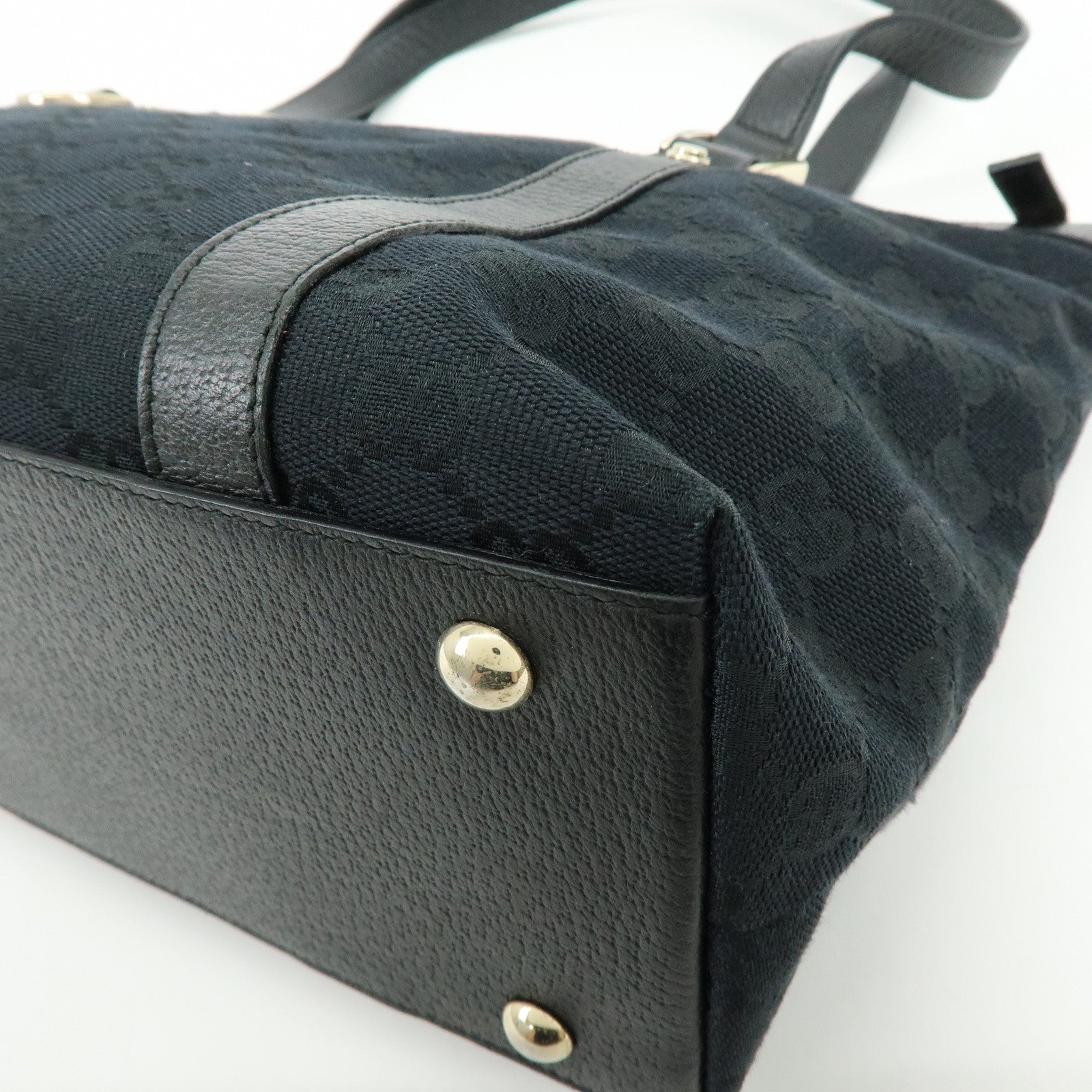 GUCCI Abbey GG Canvas Leather Tote Bag Shoulder Bag Black 141470