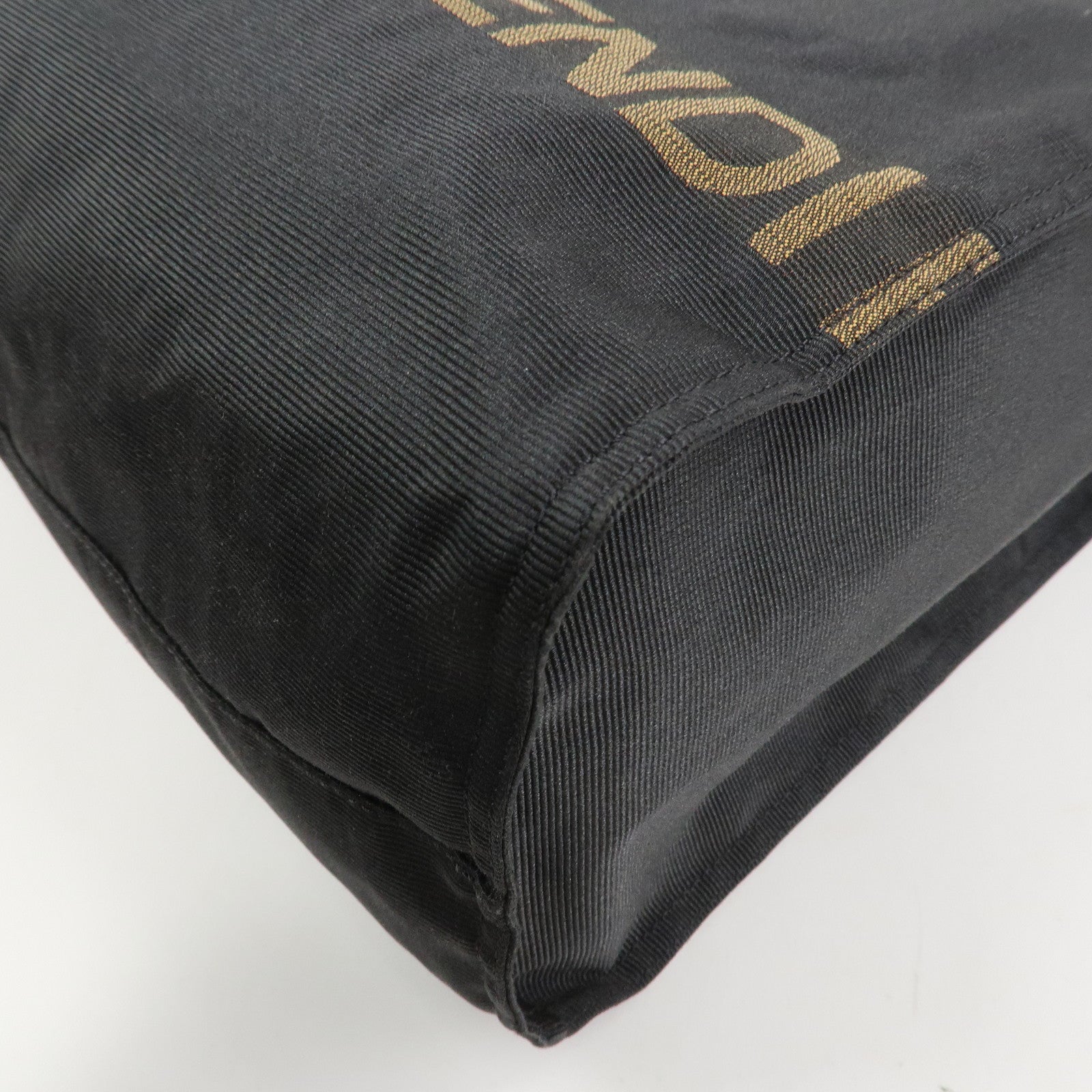 FENDI Nylon Leather Tote Bag Boston Bag Black 26680