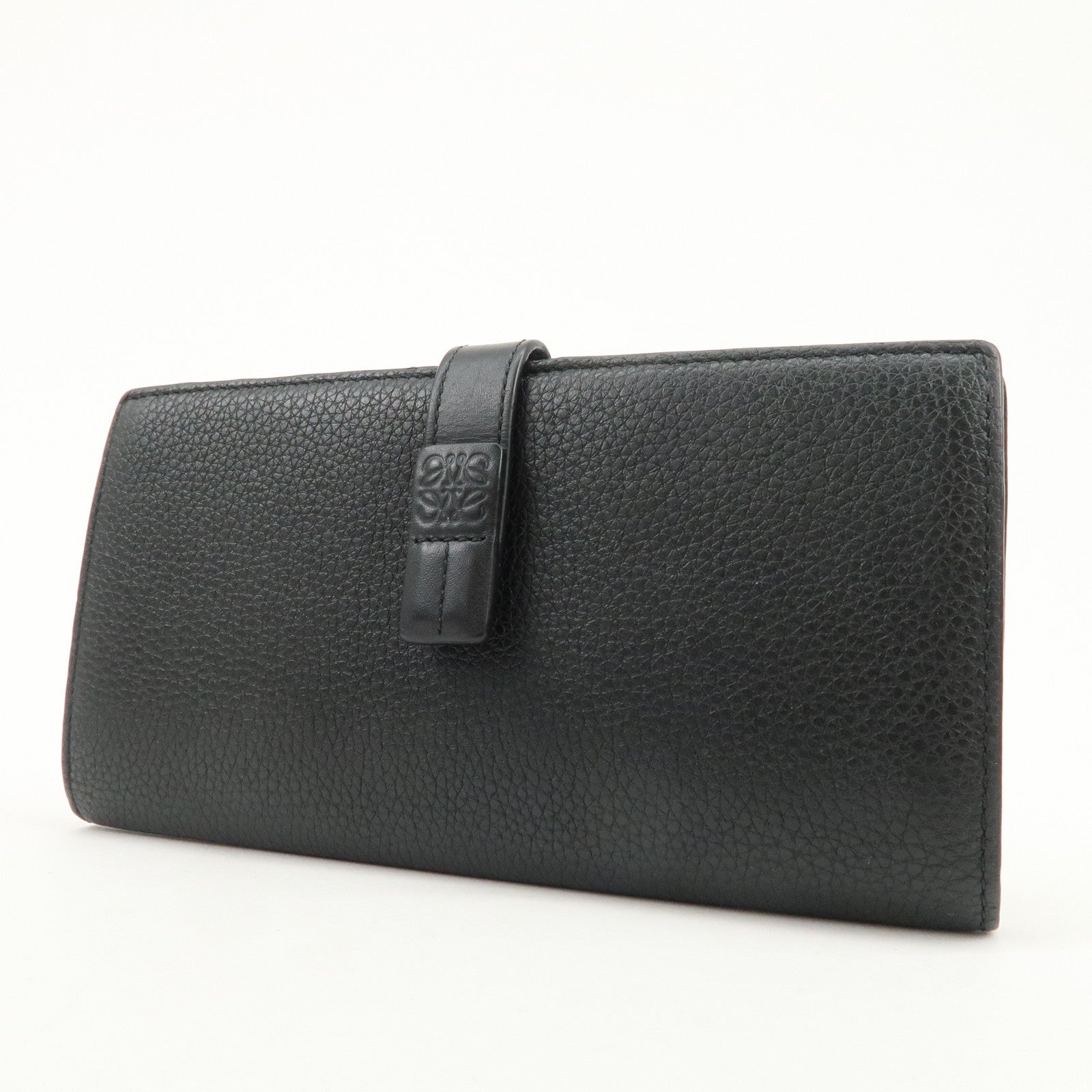 LOEWE Logo Leather Bi-fold Long Wallet Black 062047