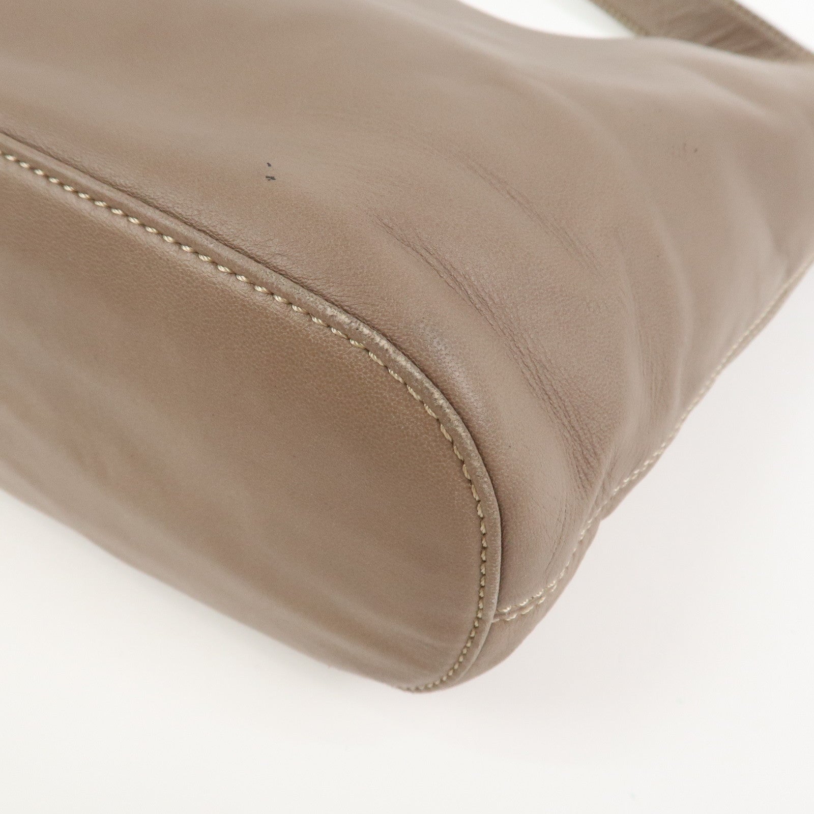 CELINE Logo Leather Shoulder Bag Crossbody Bag Greige