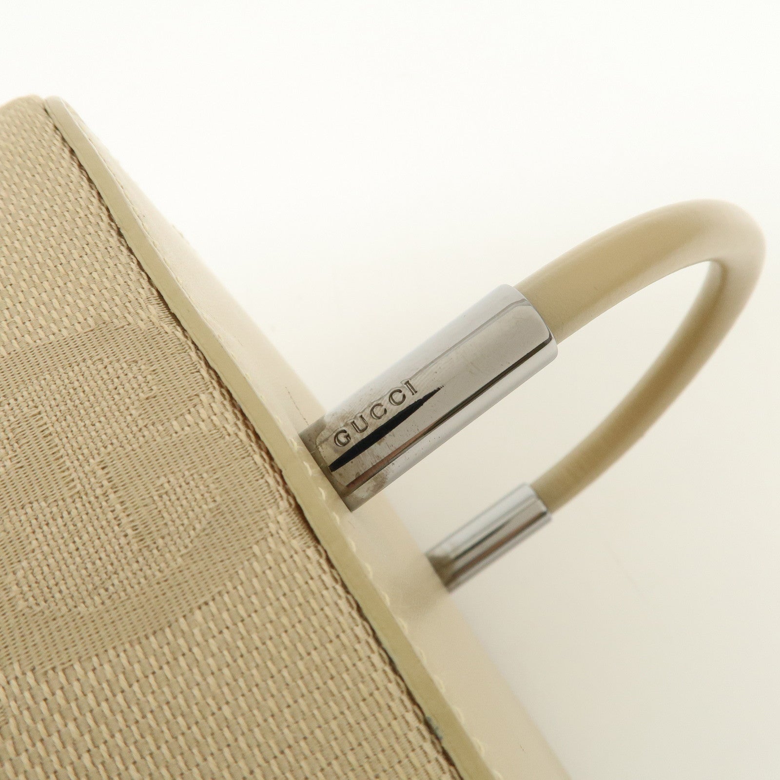 GUCCI GG Canvas Leather Vanity Bag Hand Bag Light Beige 039.1052
