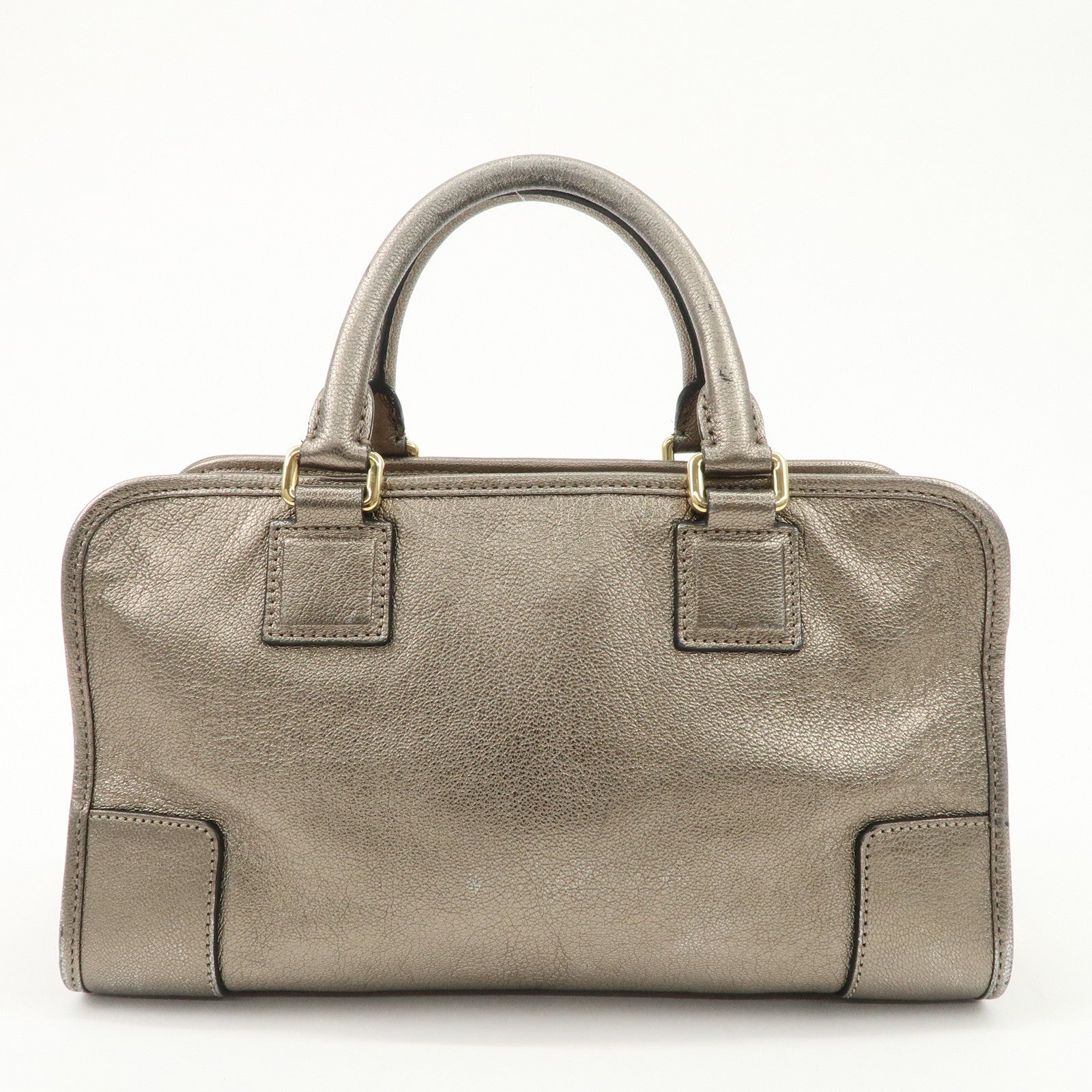 LOEWE Anagram Amazona 28 Leather Hand Bag Gold Used