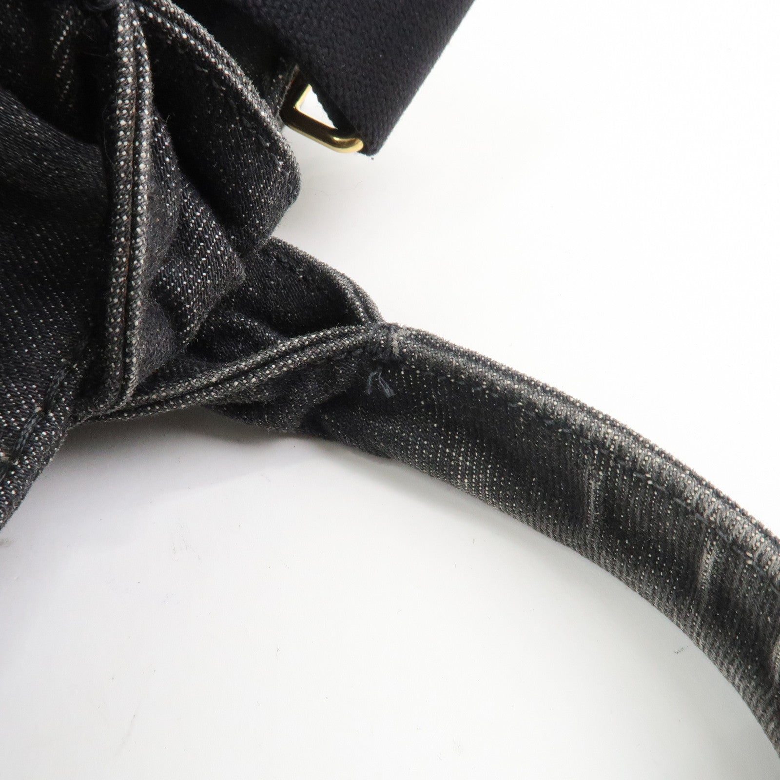 PRADA Canapa Denim 2Way Bag Hand Bag Shoulder Bag Black 1BG642