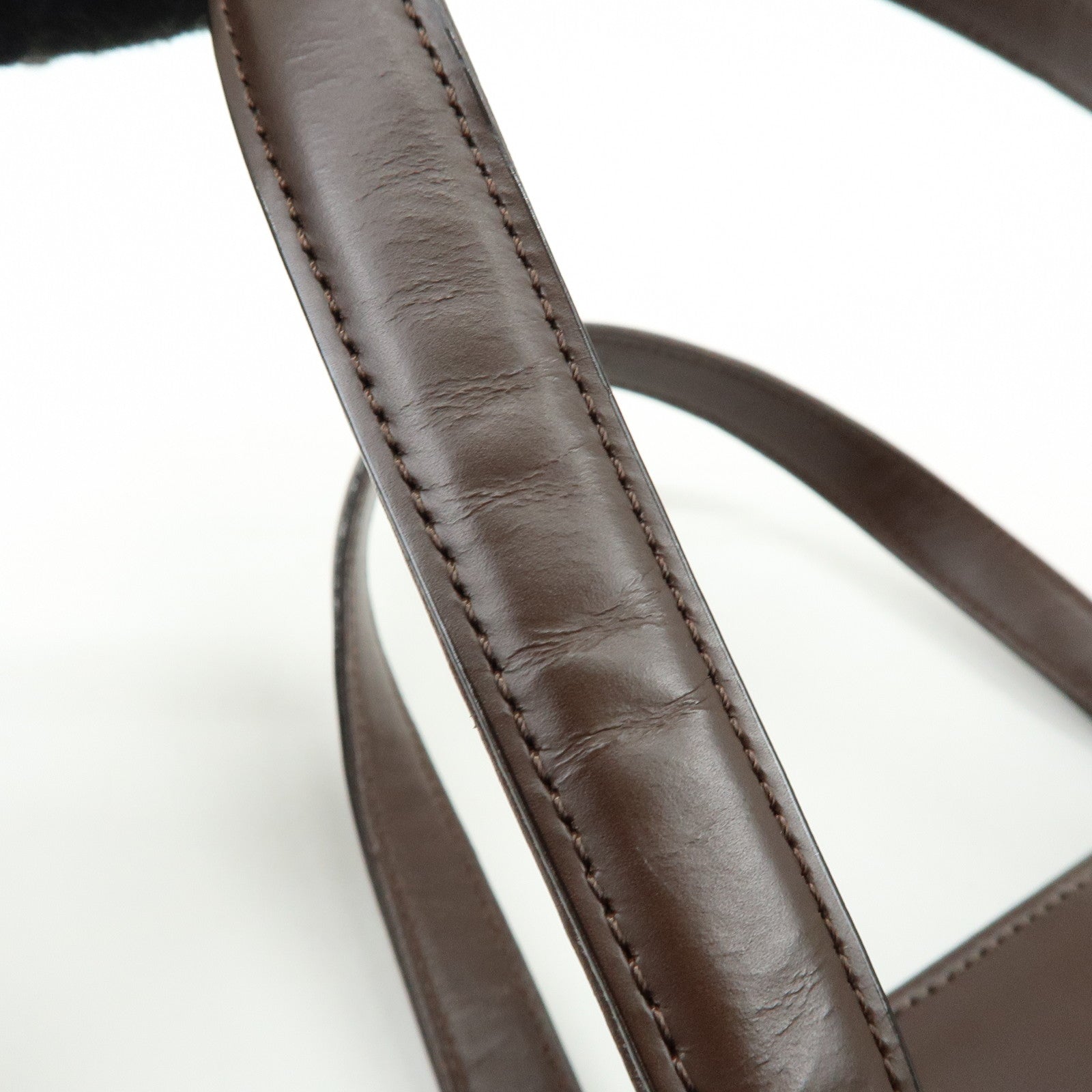 BURBERRY Nova Plaid Leather Hand Bag Tote Bag Brown