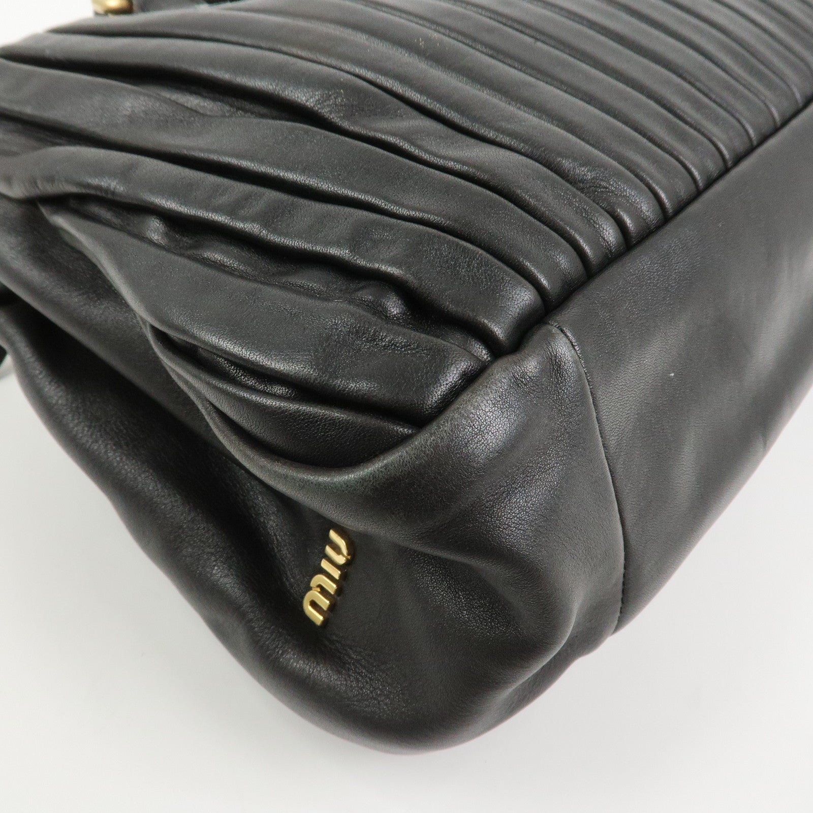 MIU MIU Leather 2Way Bag Hand Bag Shoulder Bag Black