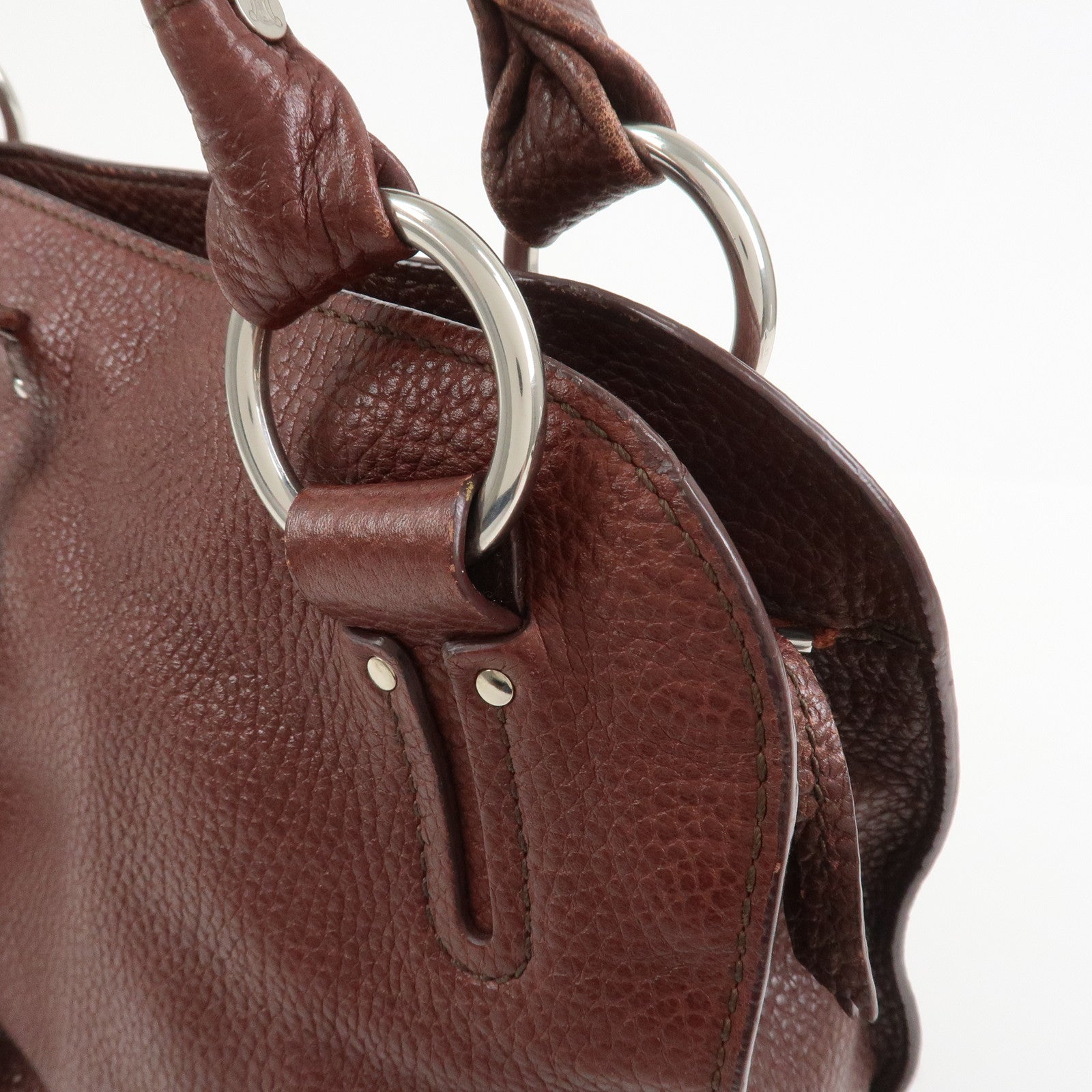 CELINE Bittersweet Leather Shoulder Bag Hand Bag Tote Bag Brown