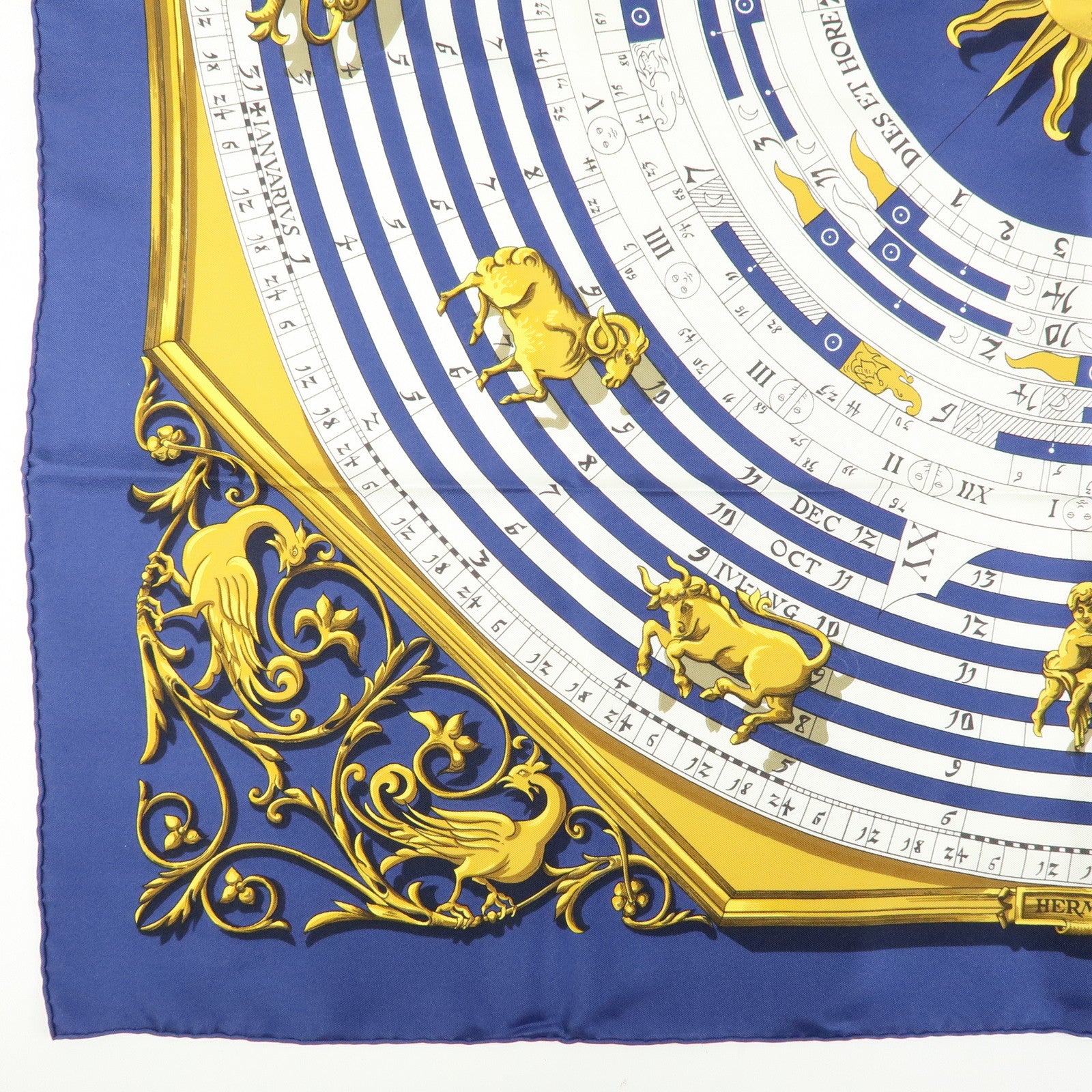 HERMES Carre 90 Silk 100% Scarf DIES ET HORE Multicolor