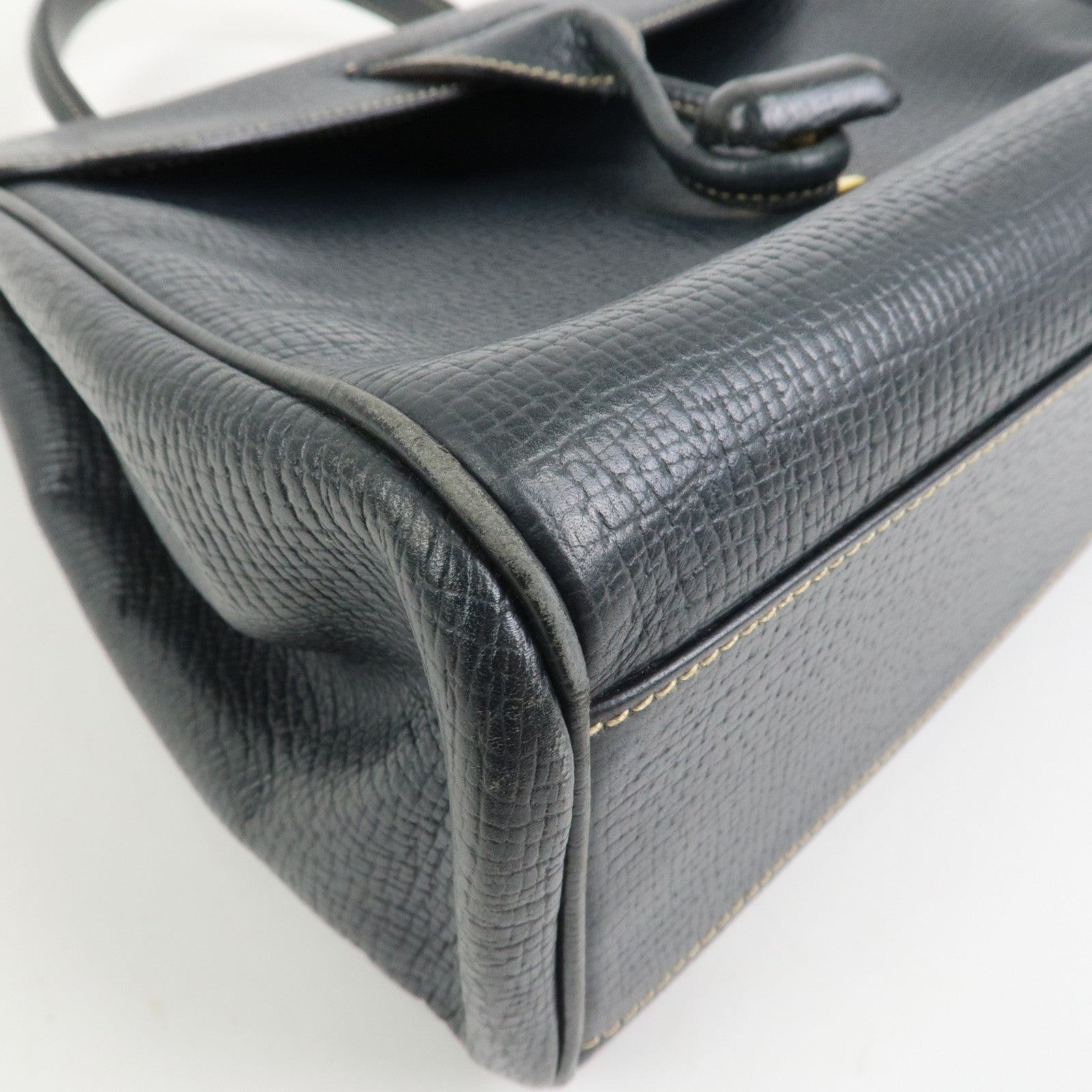 LOEWE Leather 2Way Bag Hand Bag Shoulder Bag Dark Navy