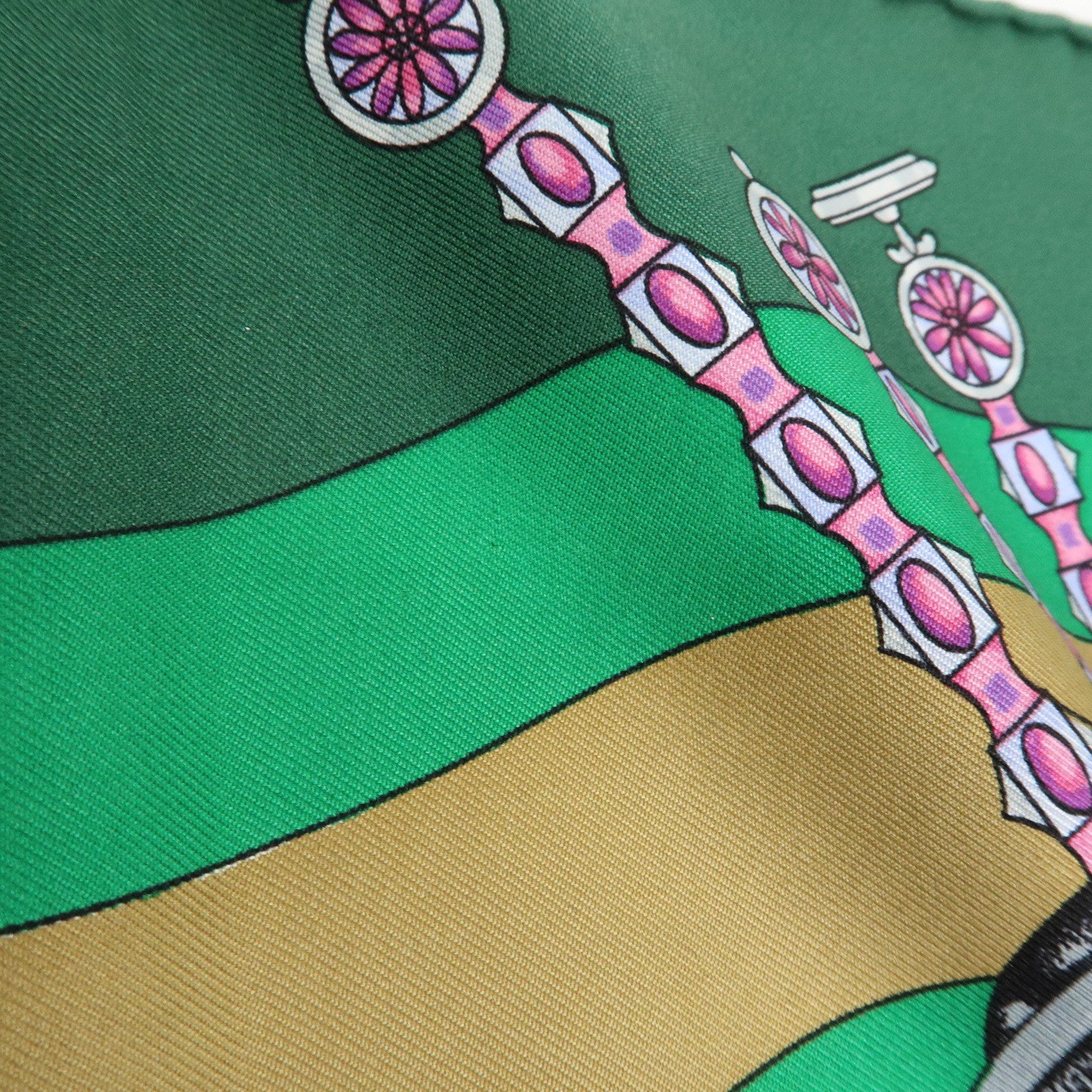 HERMES Carre90 Silk100% Scarf Parmi les fleurs je compte les heures