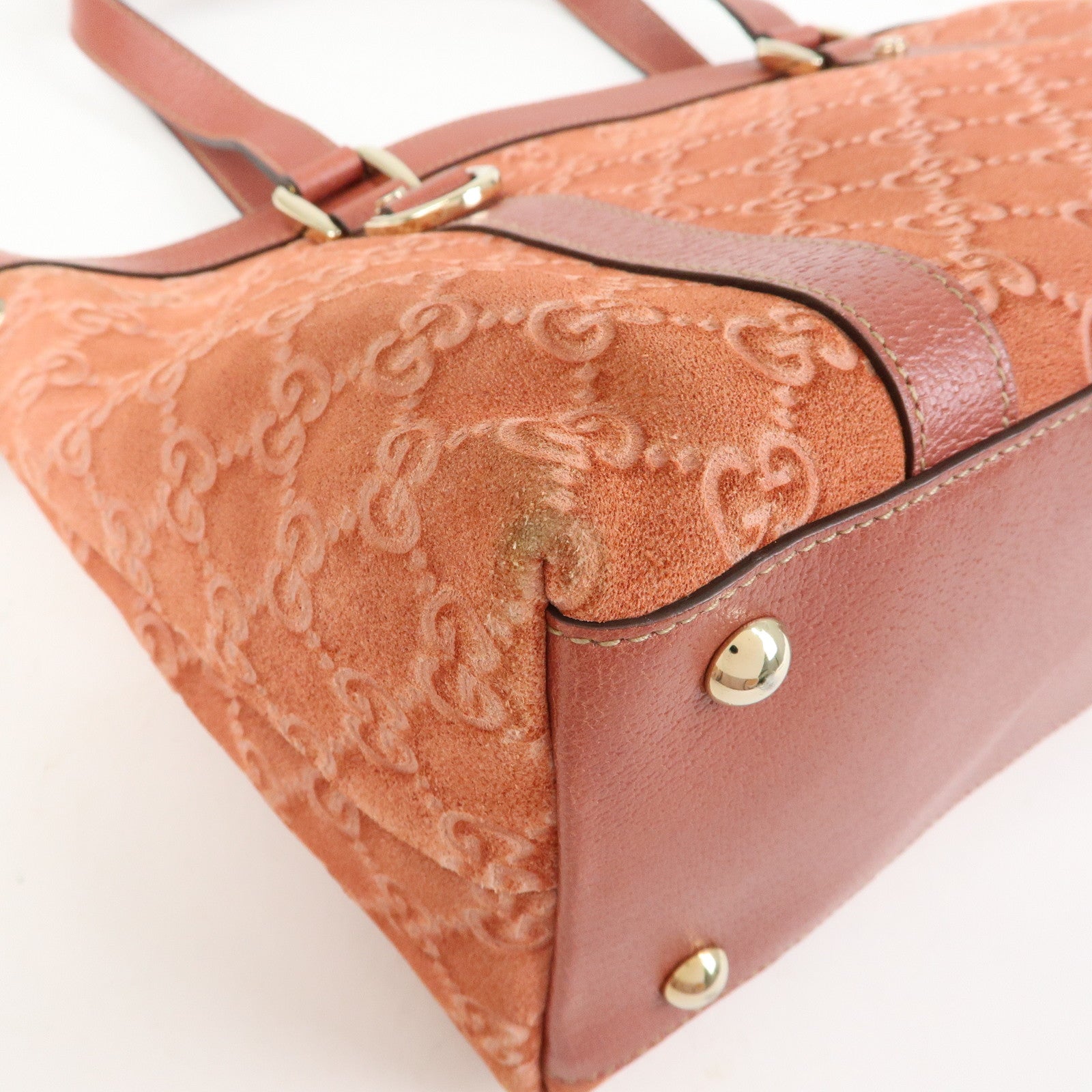 GUCCI Abbey Suede Leather Tote Bag Hand Bag Pink 141470