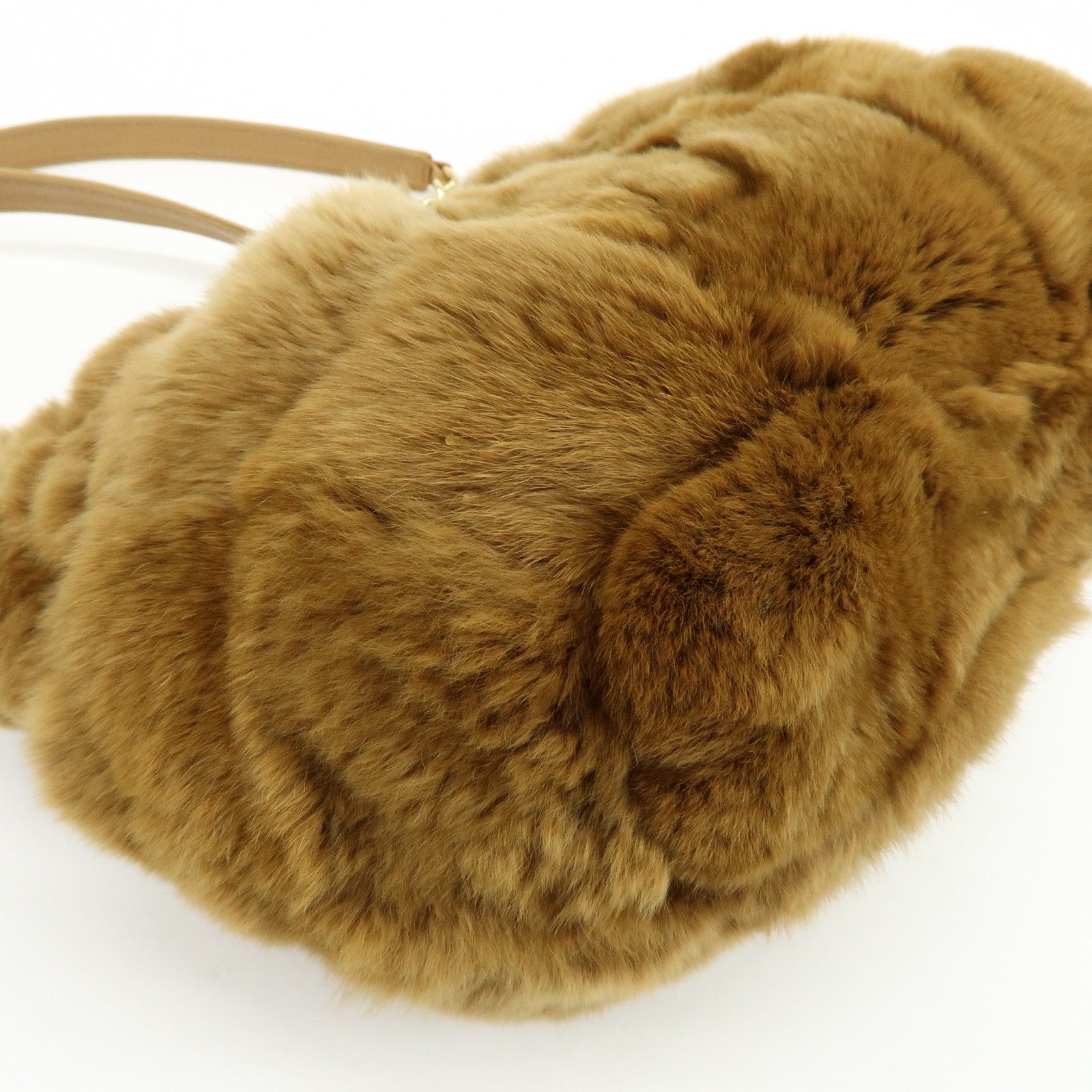 CHANEL COCO Mark Fur Lamb Skin Chain Shoulder Bag Brown