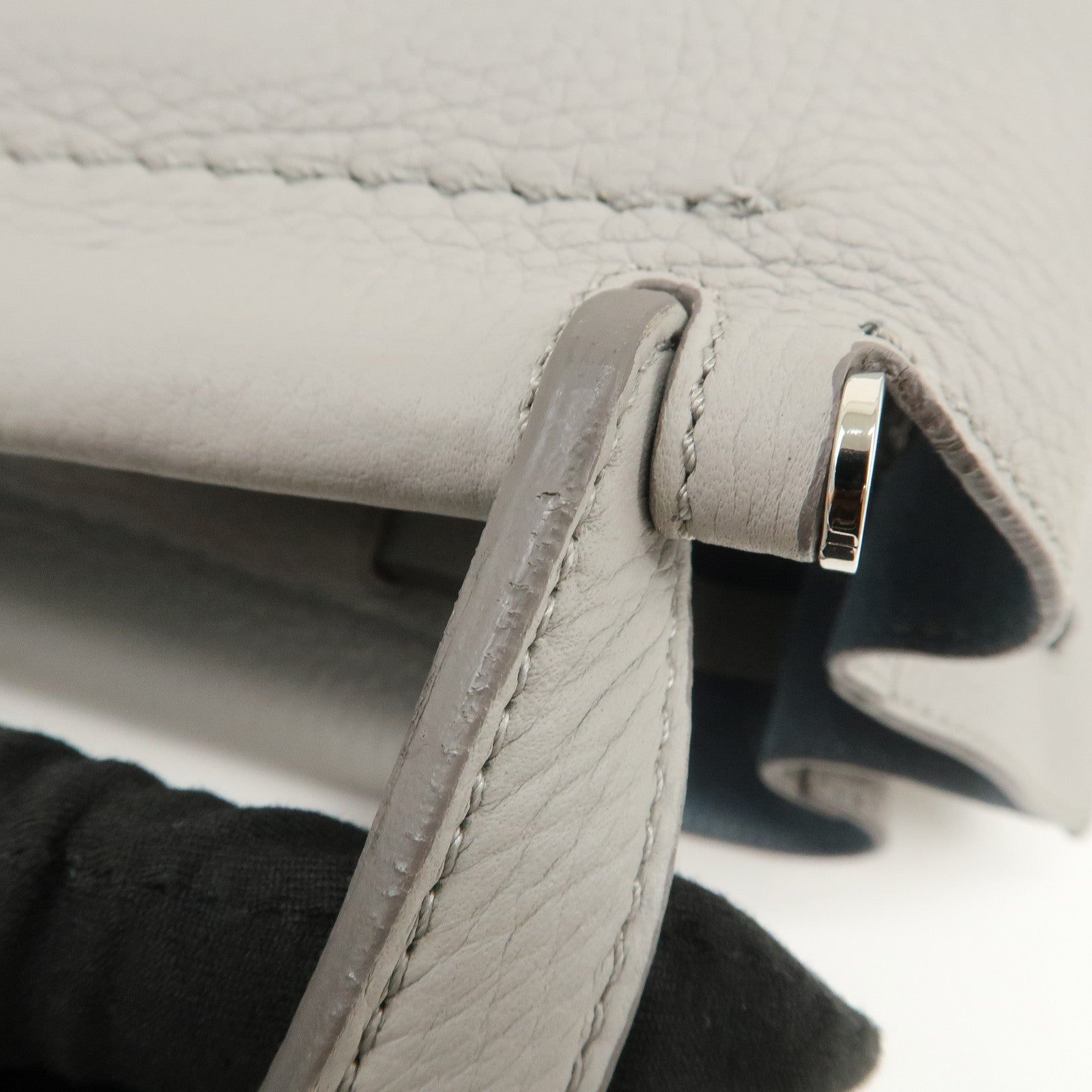 TOD’S Logo Leather Tote Bag Hand Bag Shoulder Bag Gray