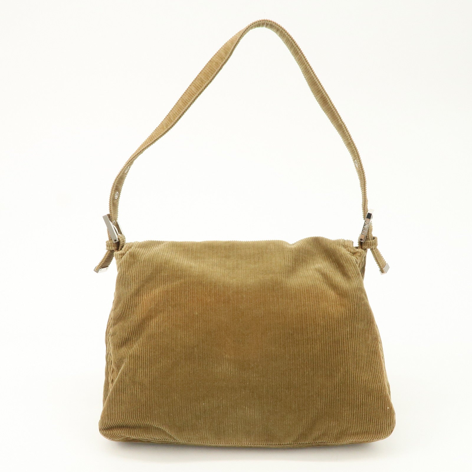 FENDI Mamma Baguette Corduroy Shoulder Bag Light Brown 26323 Used