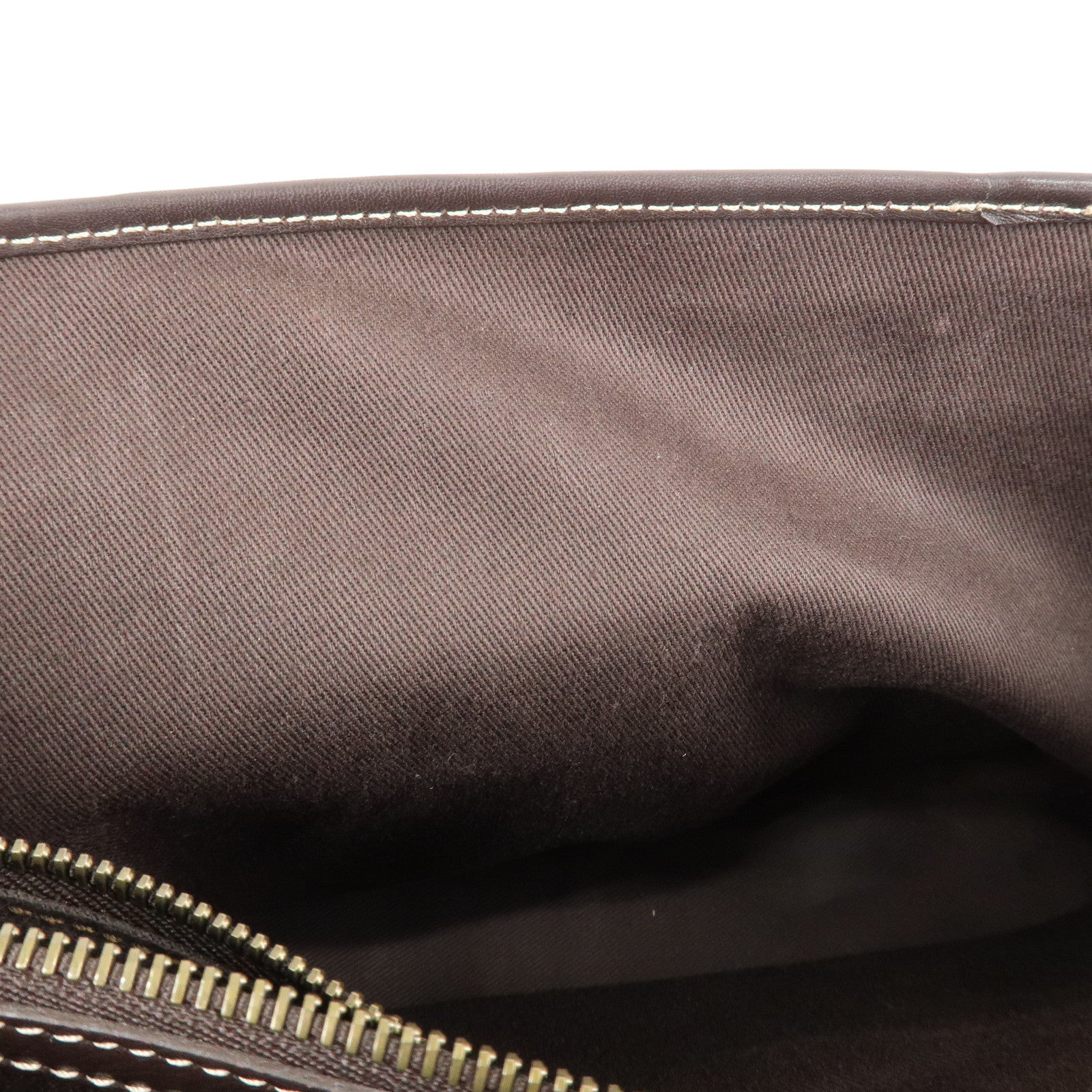 CELINE C Macadam Suede Boogie Bag Hand Bag Tote Bag Beige Dark Brown Used