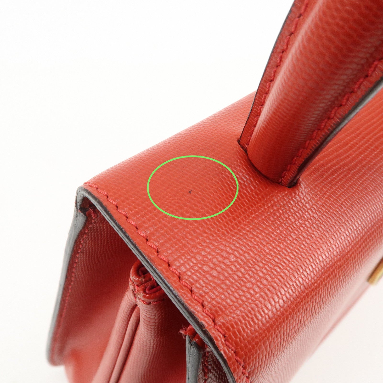 CELINE Logo Leather 2Way Bag Hand Bag Shoulder Bag Red Gold