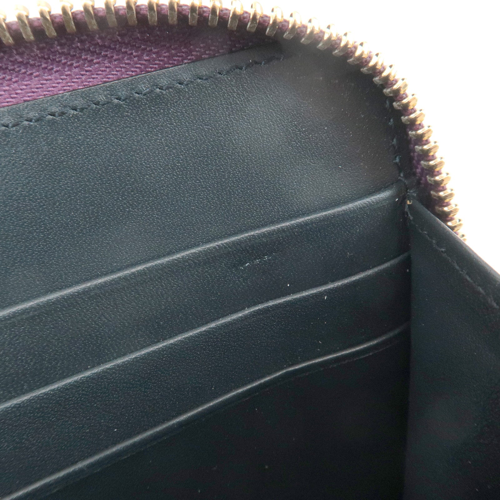 LOEWE Anagram Leather Round Zippy Long Wallet Purple Gold HDW Used