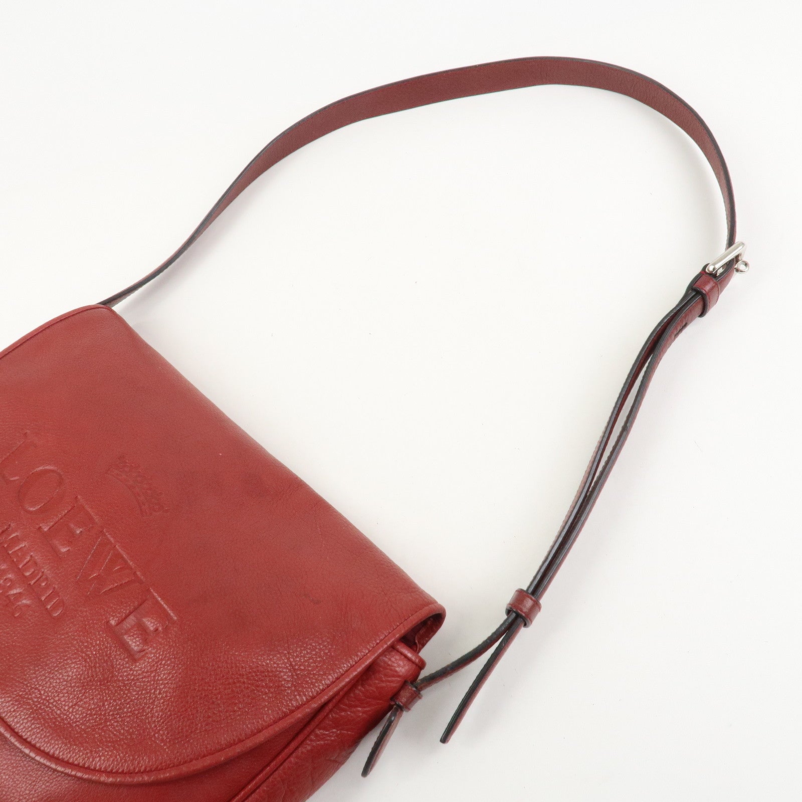 LOEWE Heritage Leather Shoulder Bag Crossbody Bag Red
