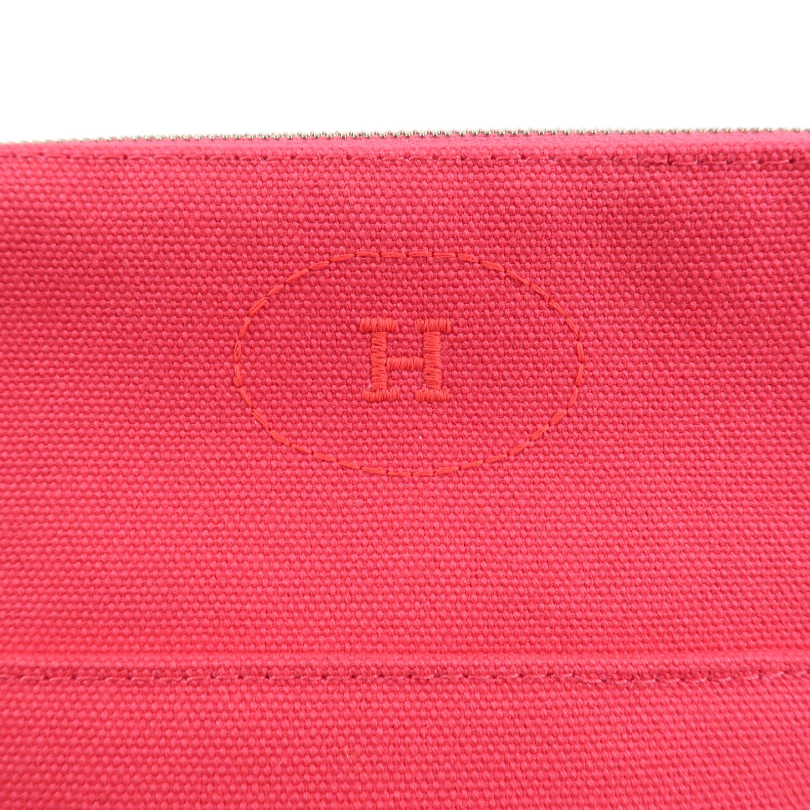 HERMES Canvas Leather Bolide Pouch MM Cosmetic Pouch Pink Used