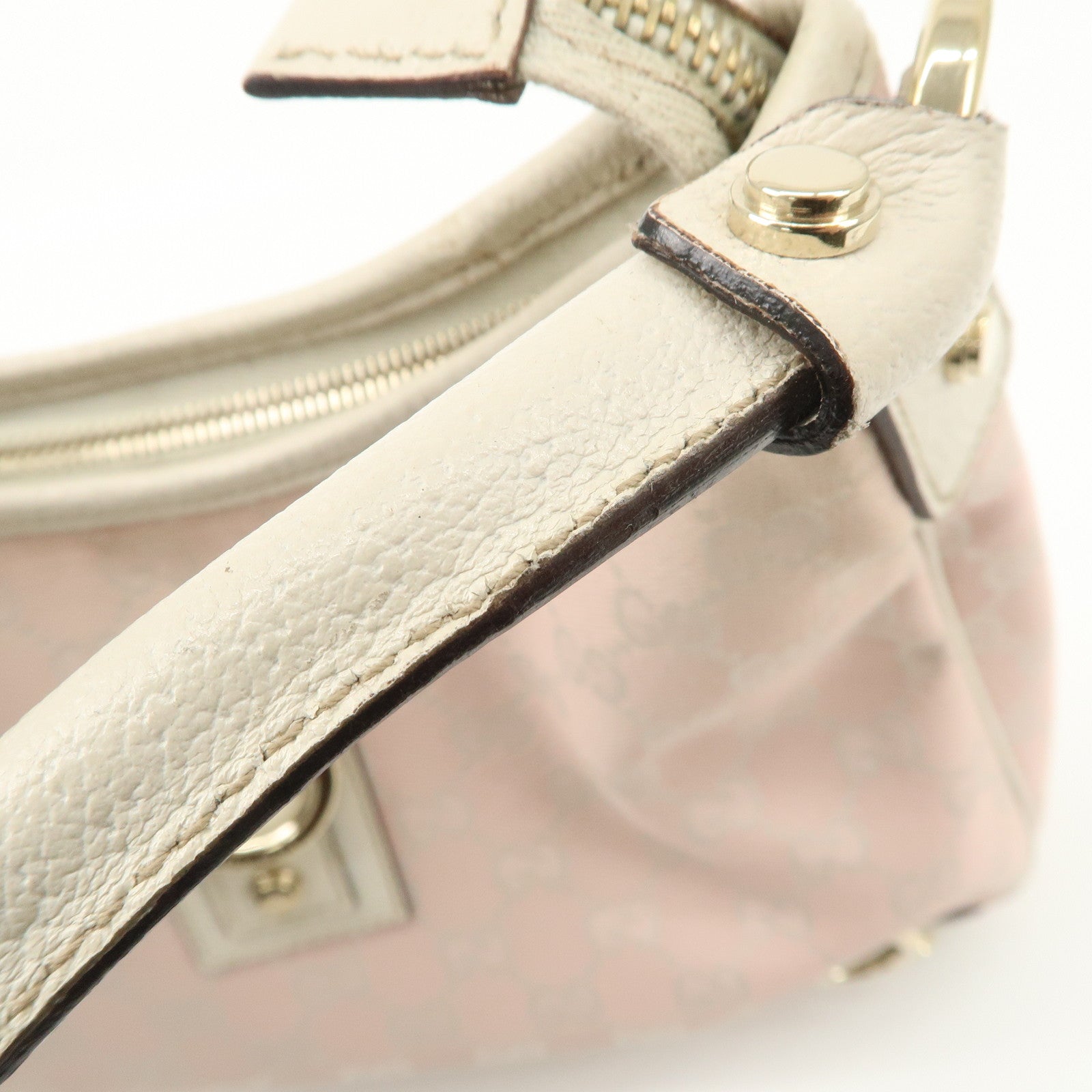GUCCI Abbey GG Canvas Leather Shoulder Bag Ivory Pink 130738 Used