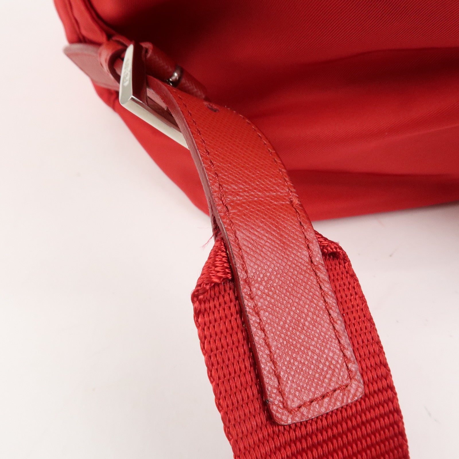 PRADA Triangle Logo Nylon Leather Backpack Ruck Sack Pink B6677 Used