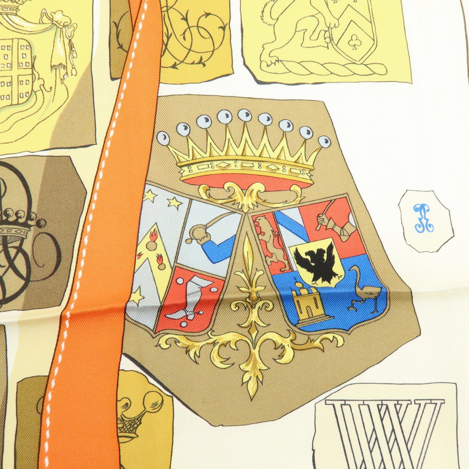HERMES Carre 90 Silk 100% CHIFFRES ET MONOGRAMMES ANNEE Scarf Black