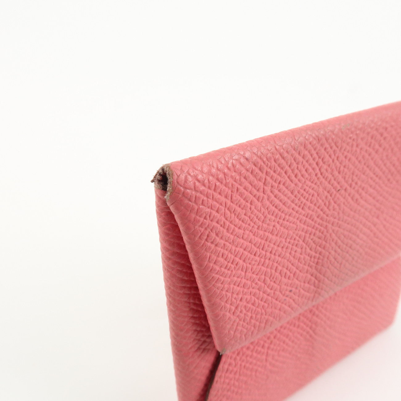 HERMES Bastia Epsom Leather Coin Case A Stamped Rose Azalee Used