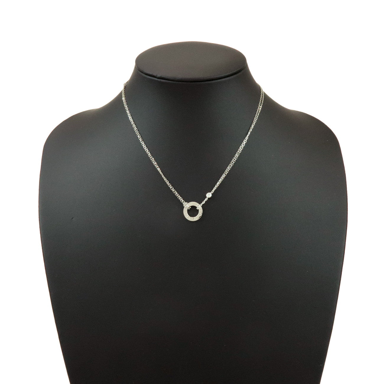 Cartier Love Circle 2P Diamond Necklace K18 750 White Gold B7219400