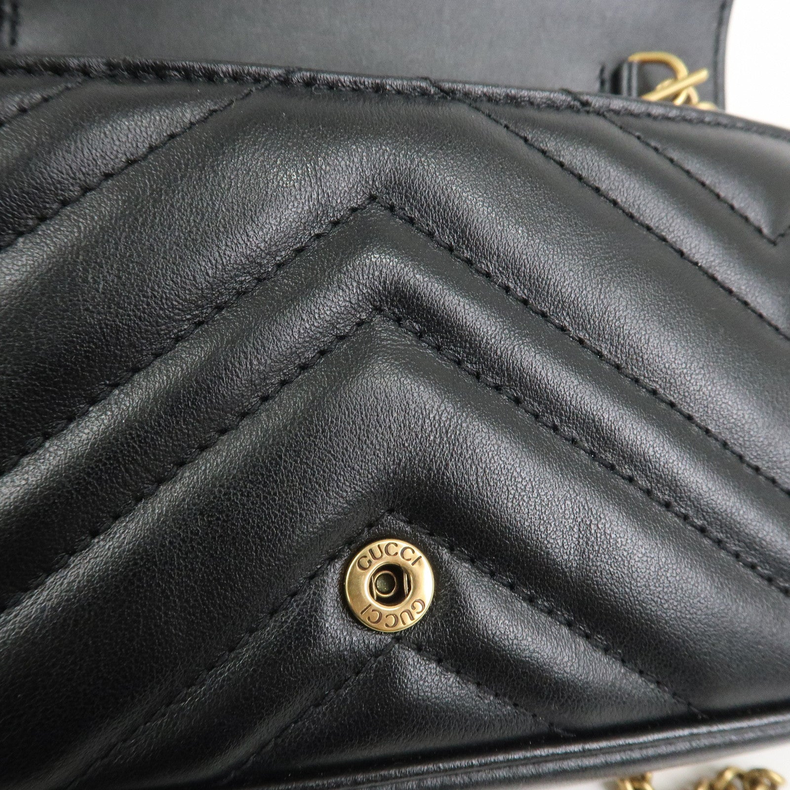GUCCI GG Marmont Leather Chain Shoulder Bag Black 476433