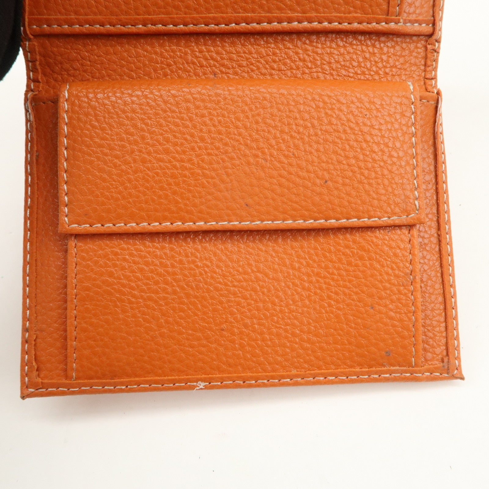 Chloe Leather Tri-fold Compact Wallet Studs Orange