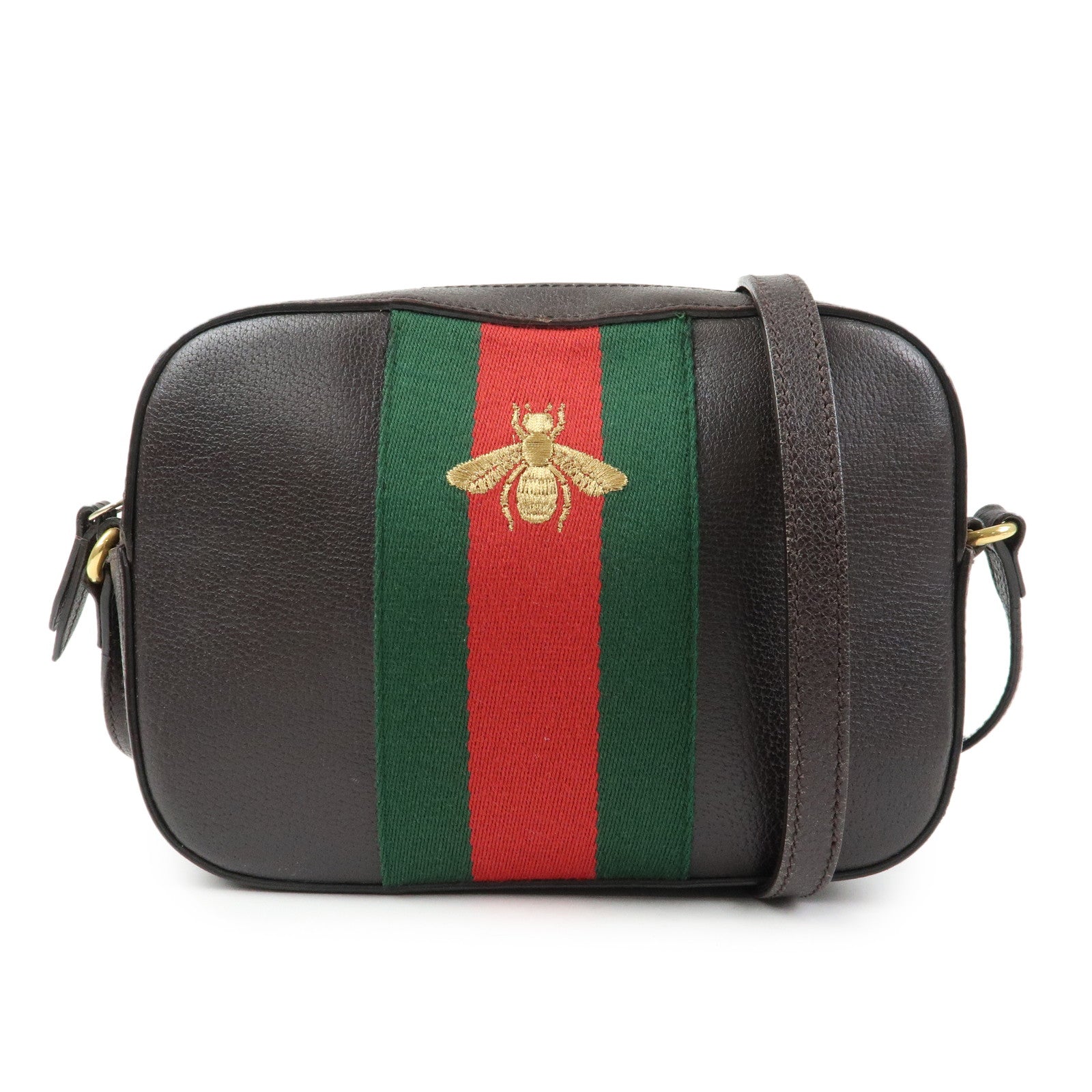 GUCCI Sherry Leather Shoulder Bag Crossbody Bag Brown 412008