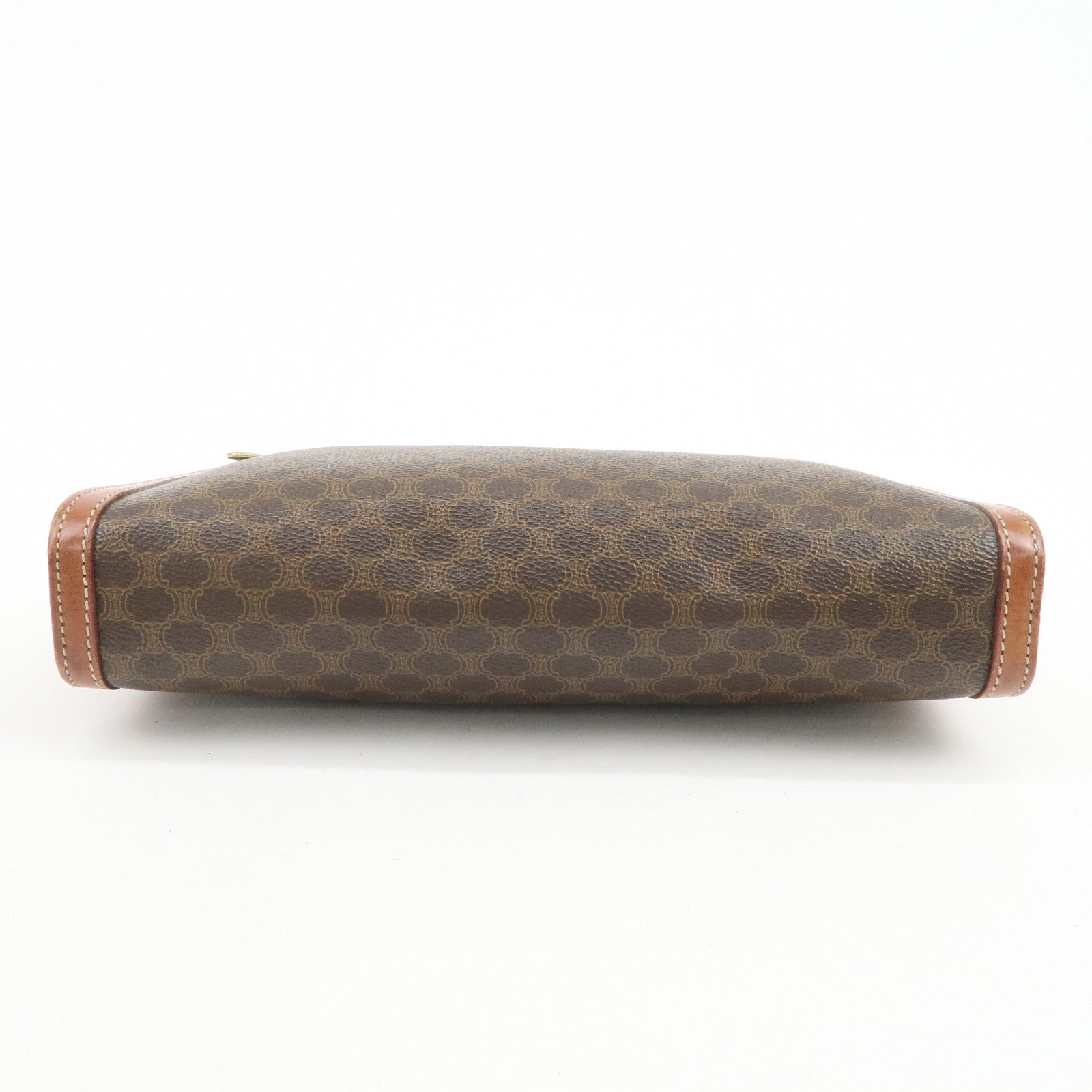 CELINE Macadam PVC Logo Leather Clutch Bag Brown