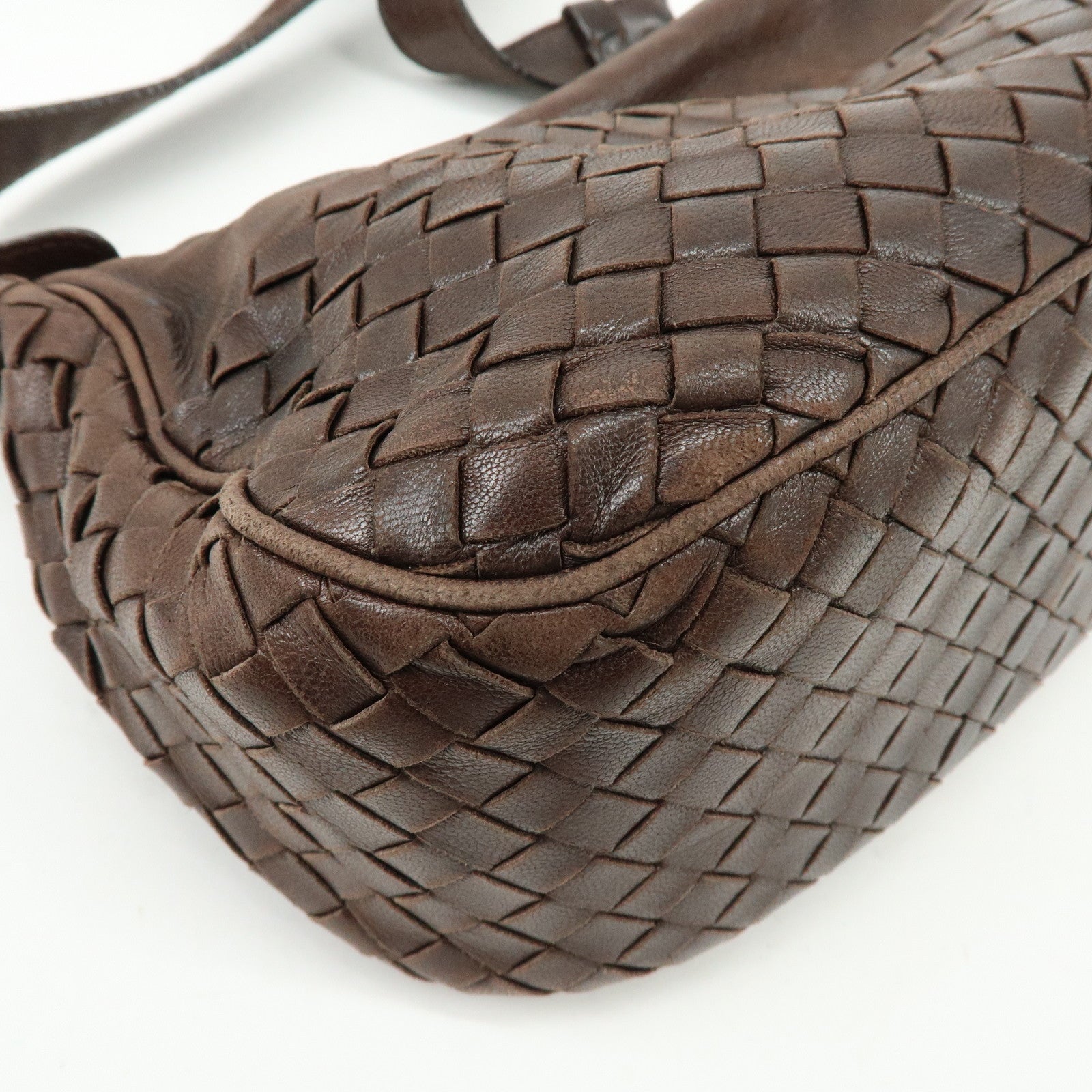 BOTTEGA VENETA Intrecciato Leather Shoulder Crossbody Bag Brown