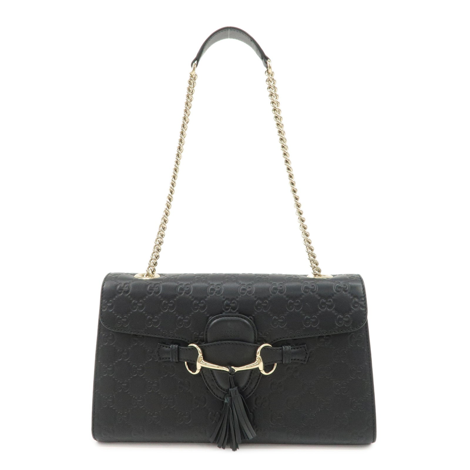 GUCCI Horsebit Guccissima Emily Leather Chain Shoulder Bag 295402 Used