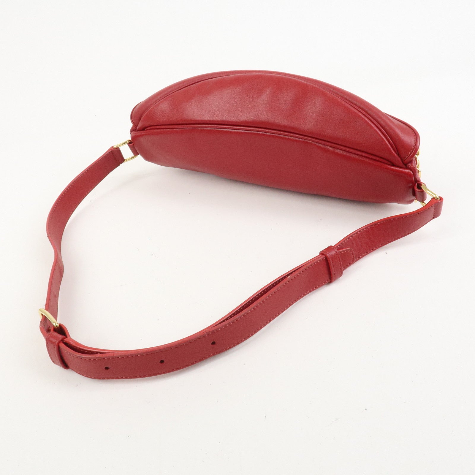 CELINE Leather C Charm Waist Bag Body Bag Red