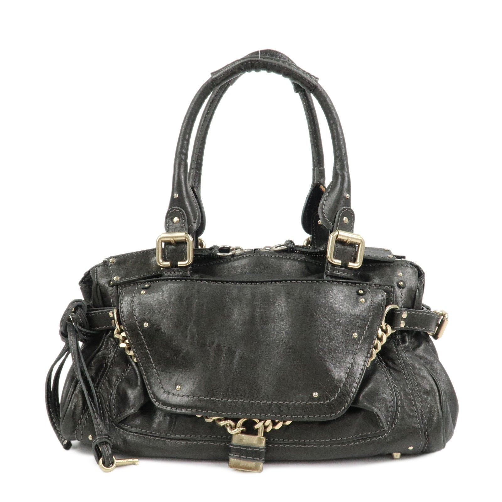 Chloe Paddington Leather Hand Bag Shoulder Bag Black